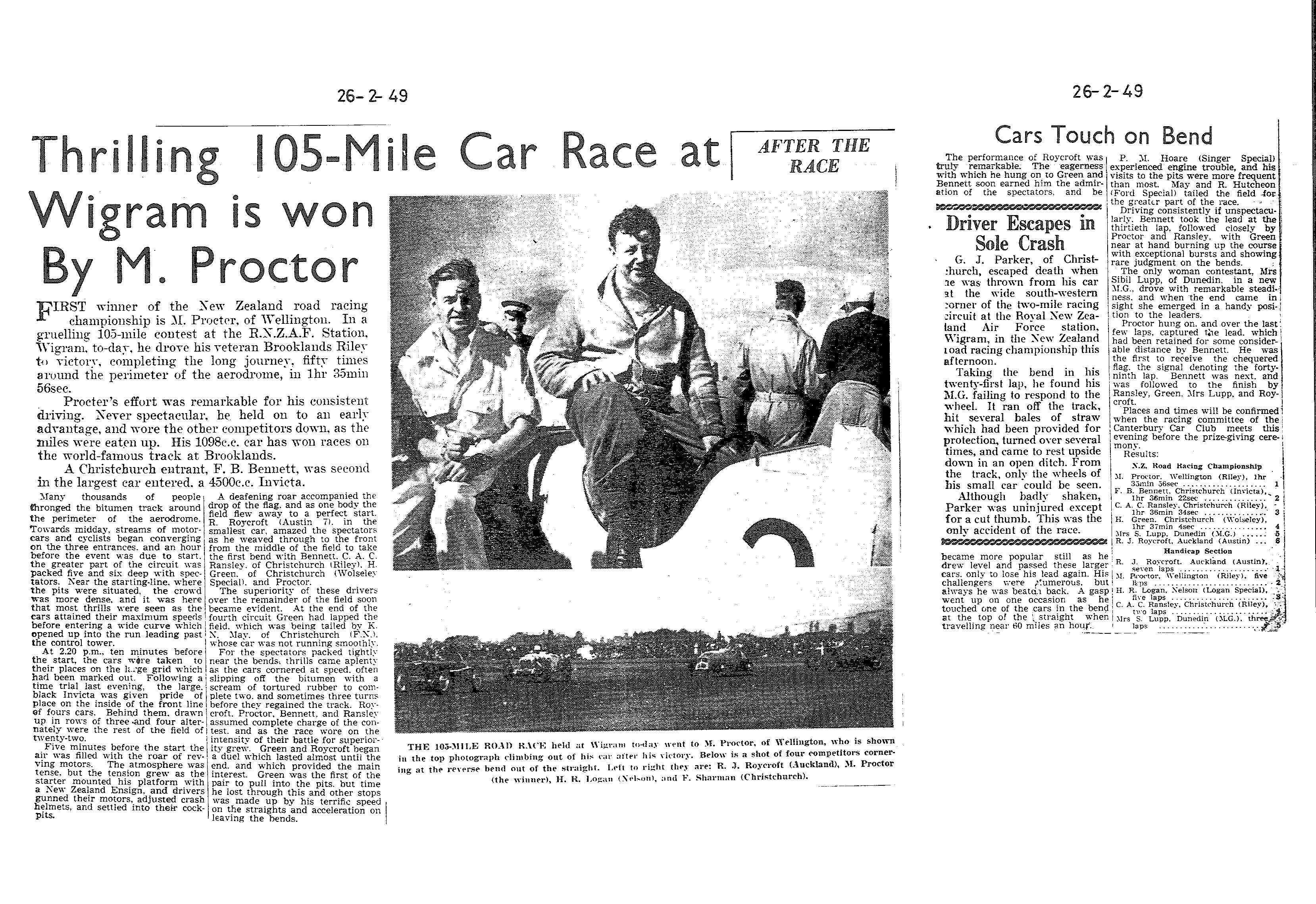 Scan of the clipping page, 26 February 1949