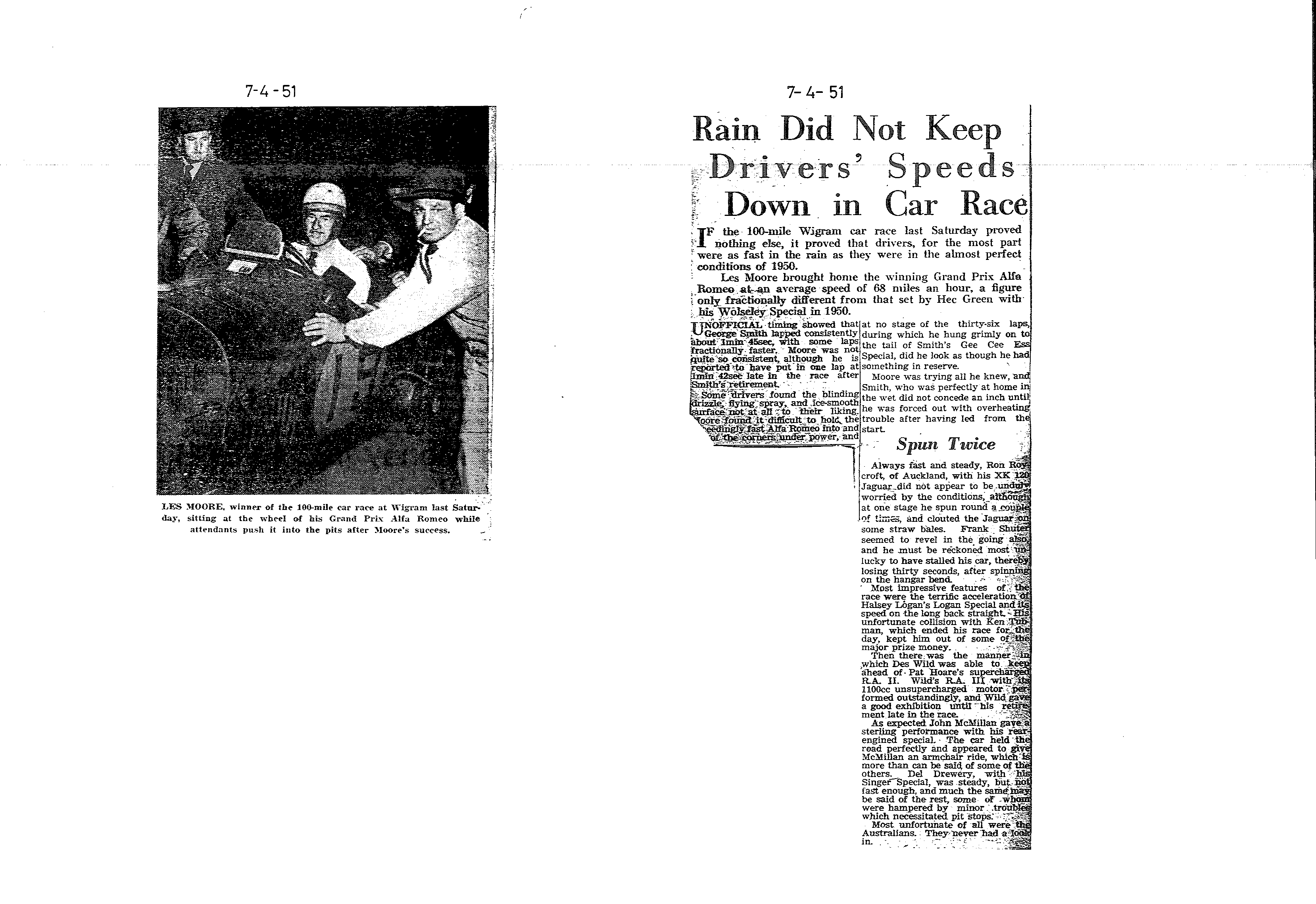 Scan of the clipping page, 7 April 1951