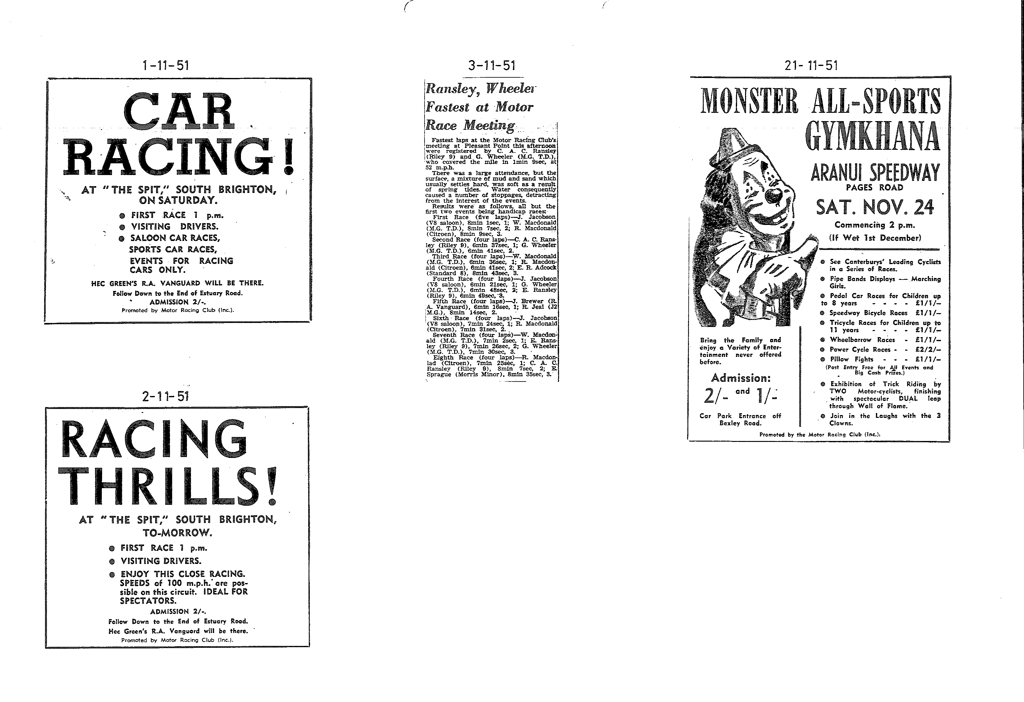 Scan of the clipping page, 1 November 1951