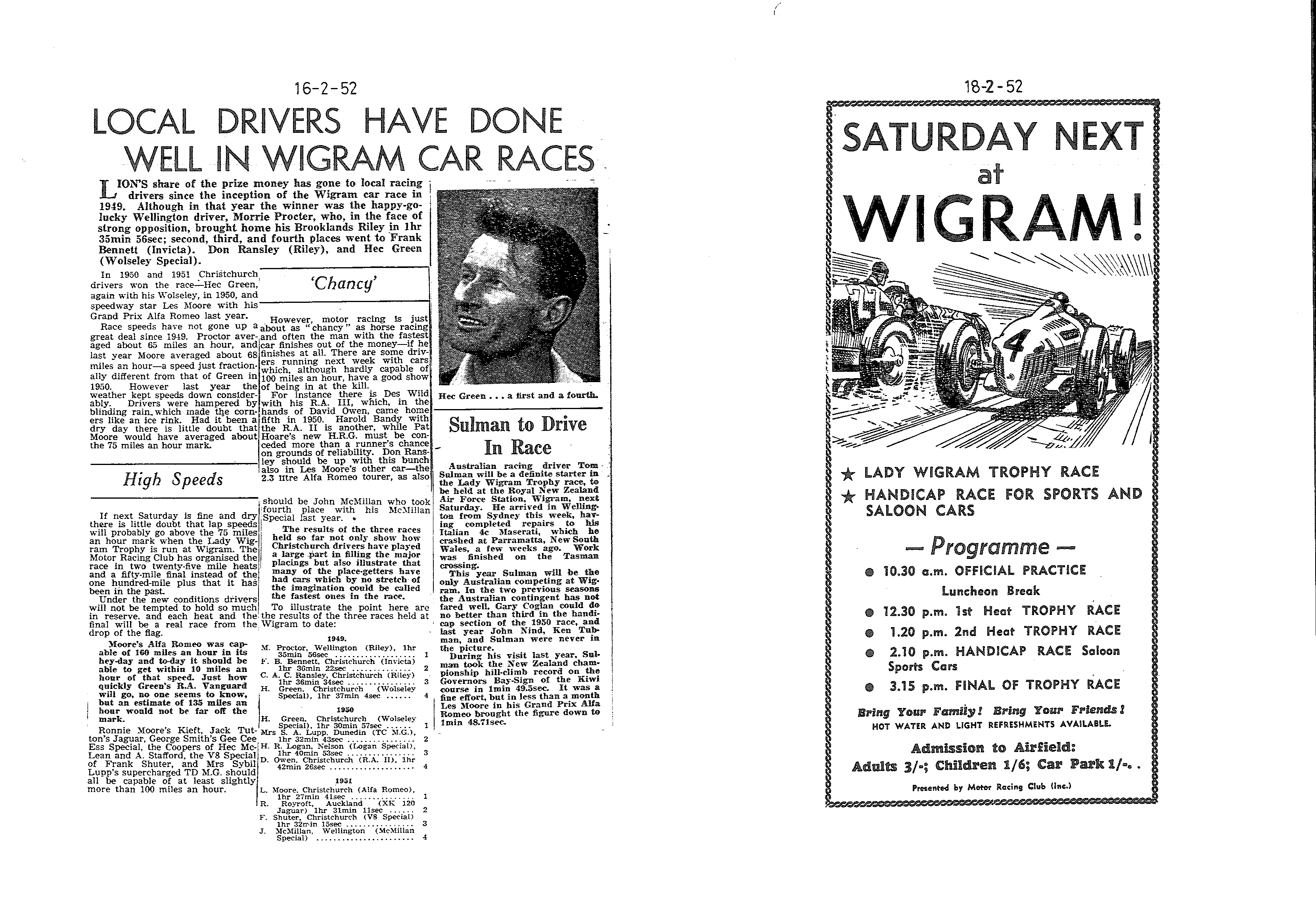 Scan of the clipping page, 16 February 1952