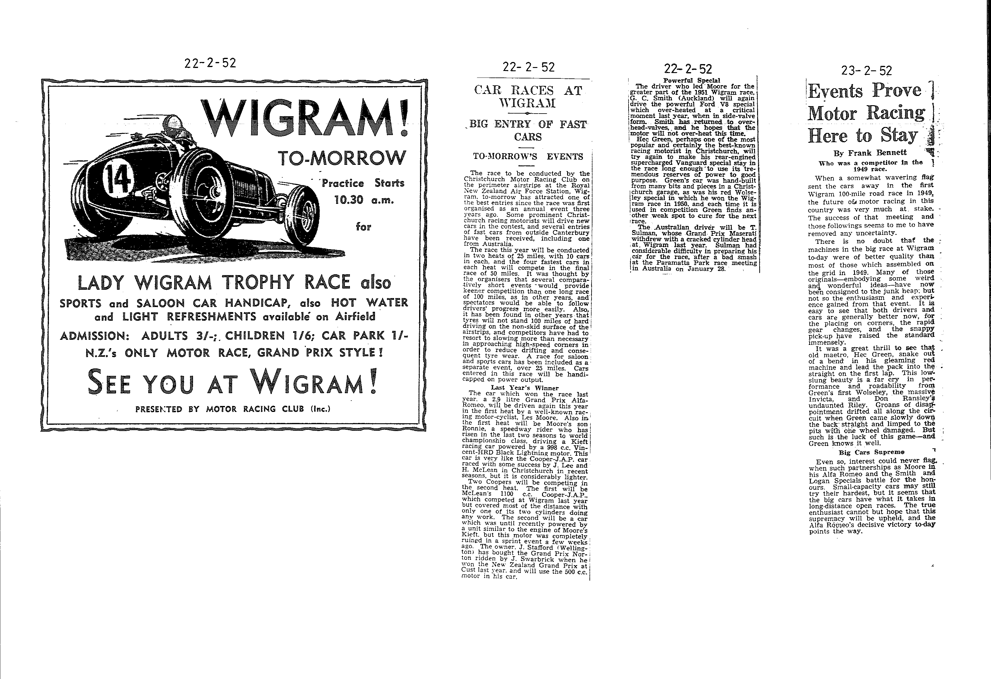 Scan of the clipping page, 22 February 1952