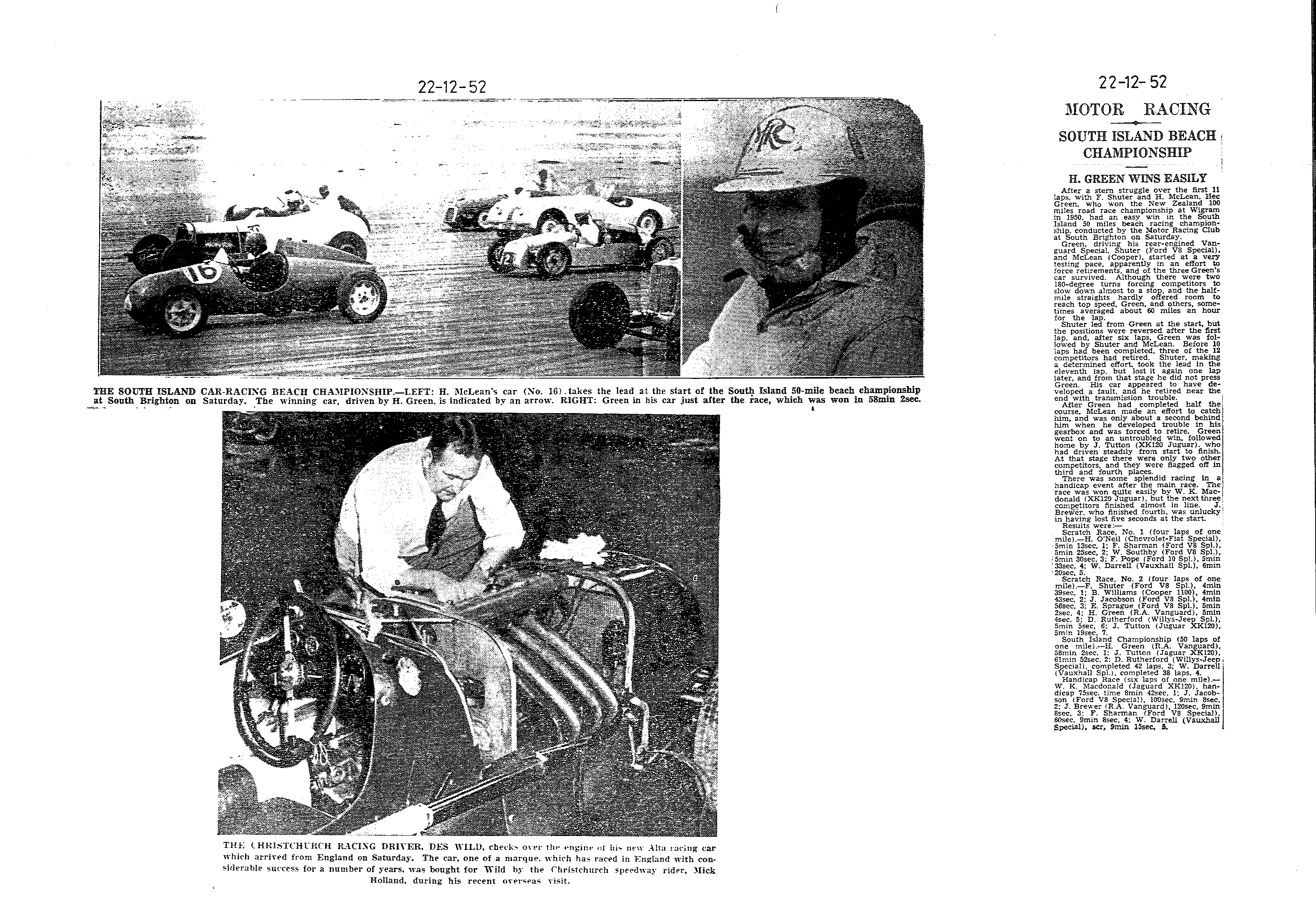 Scan of the clipping page, 22 December 1952
