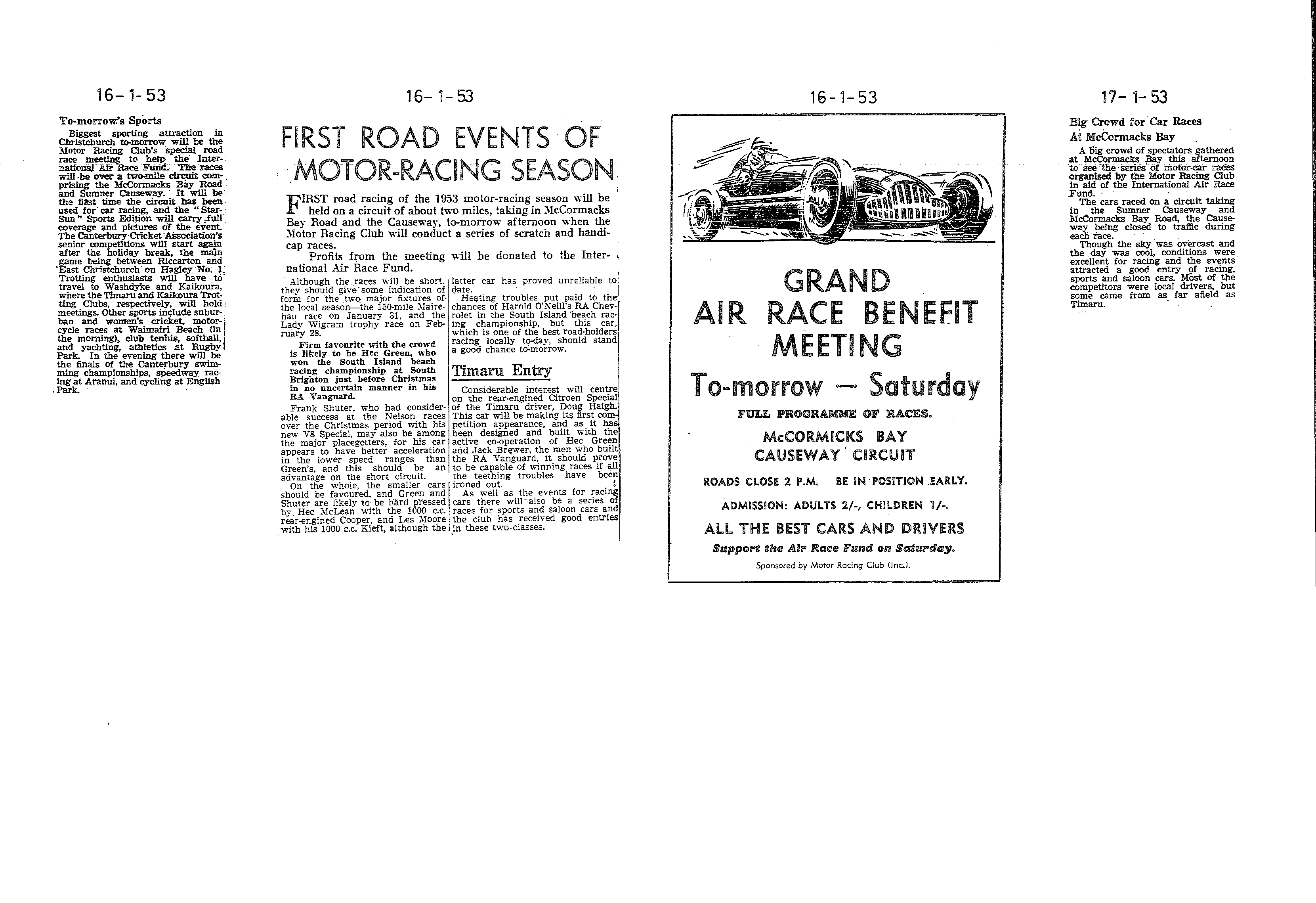 Scan of the clipping page, 16 January 1953