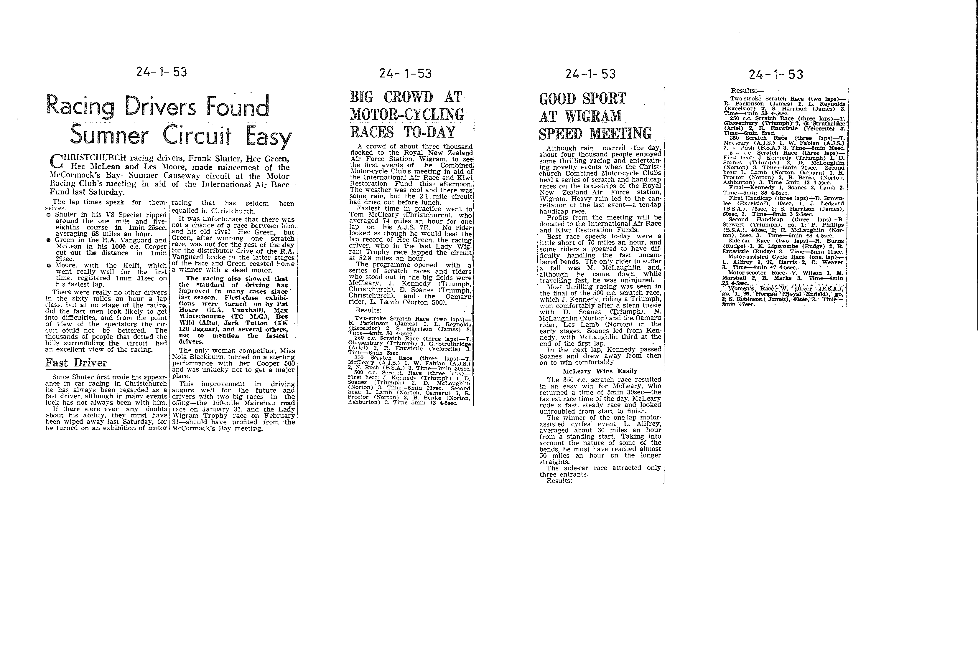 Scan of the clipping page, 24 January 1953