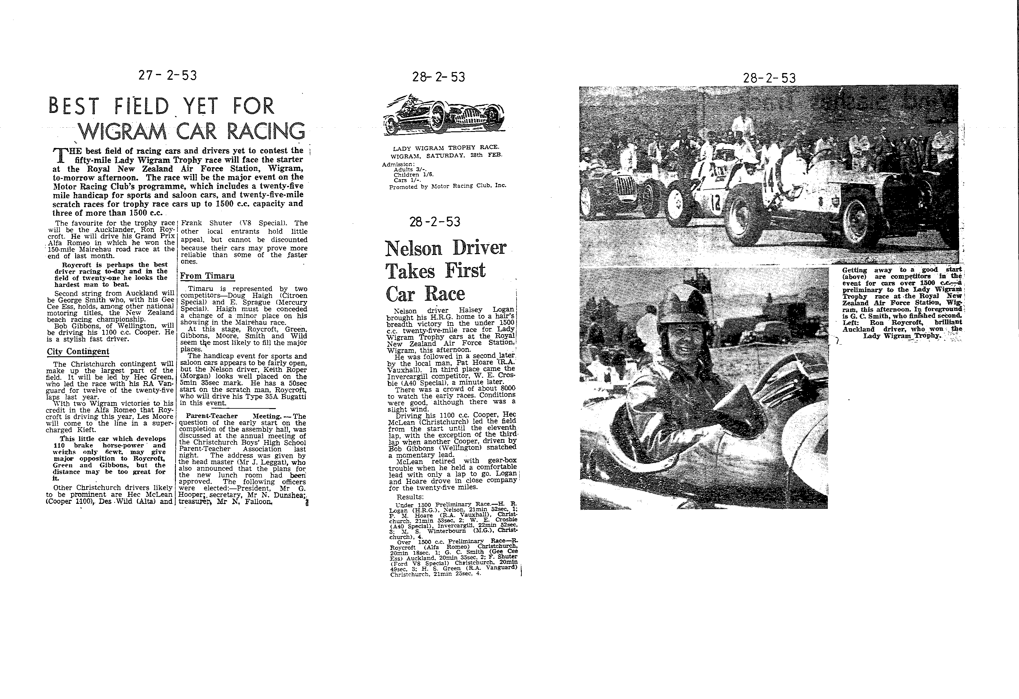 Scan of the clipping page, 27 February 1953