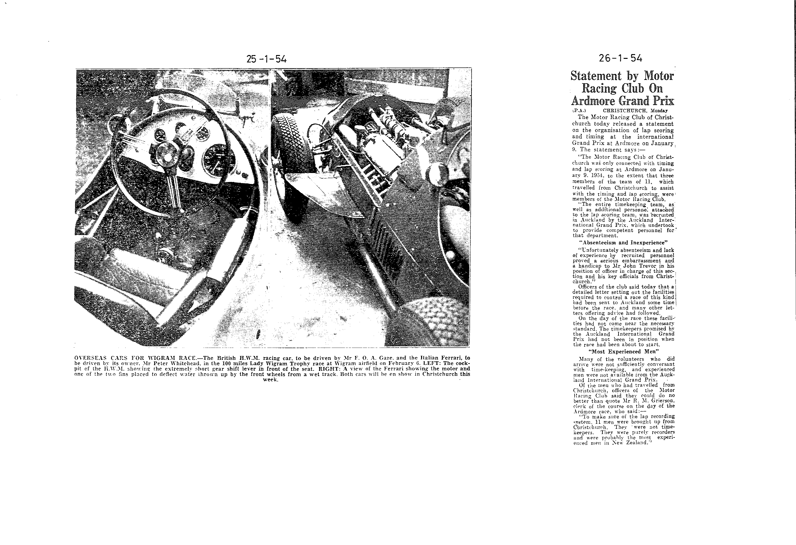 Scan of the clipping page, 25 January 1954