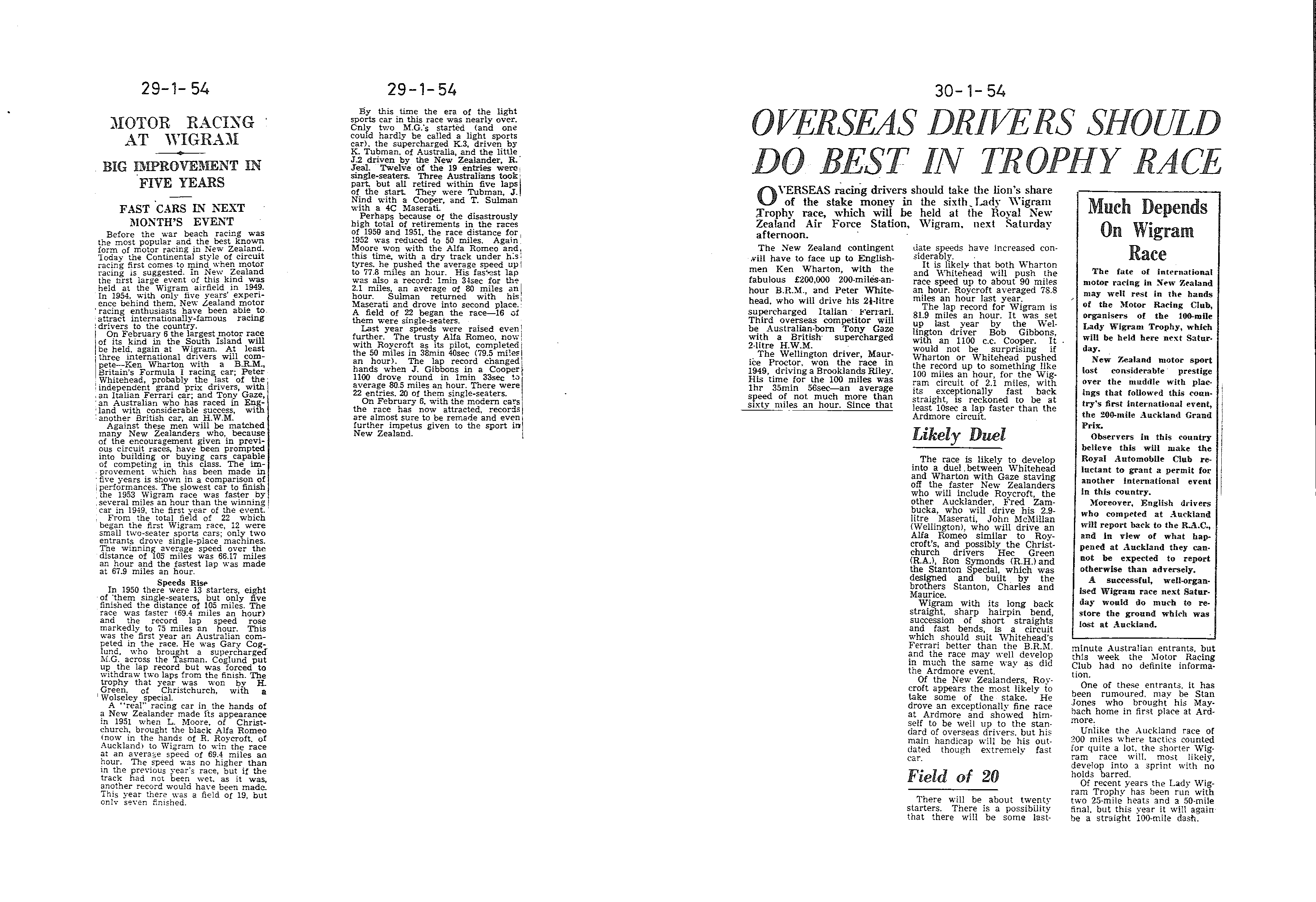 Scan of the clipping page, 29 January 1954