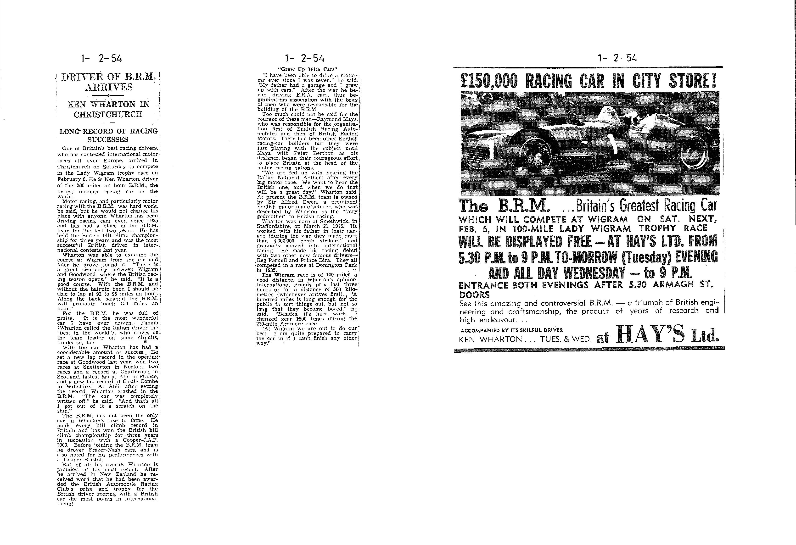 Scan of the clipping page, 1 February 1954