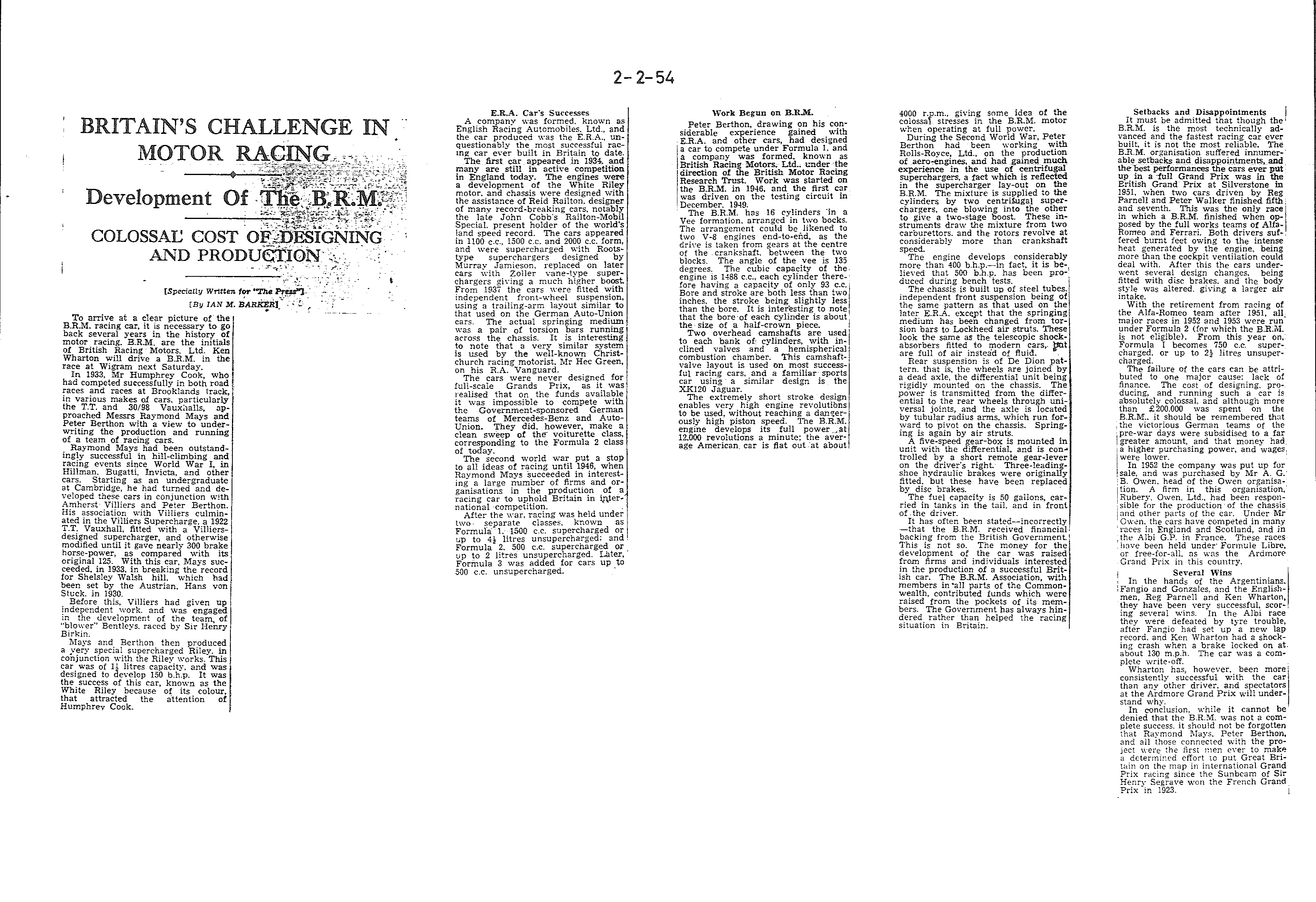Scan of the clipping page, 2 February 1954