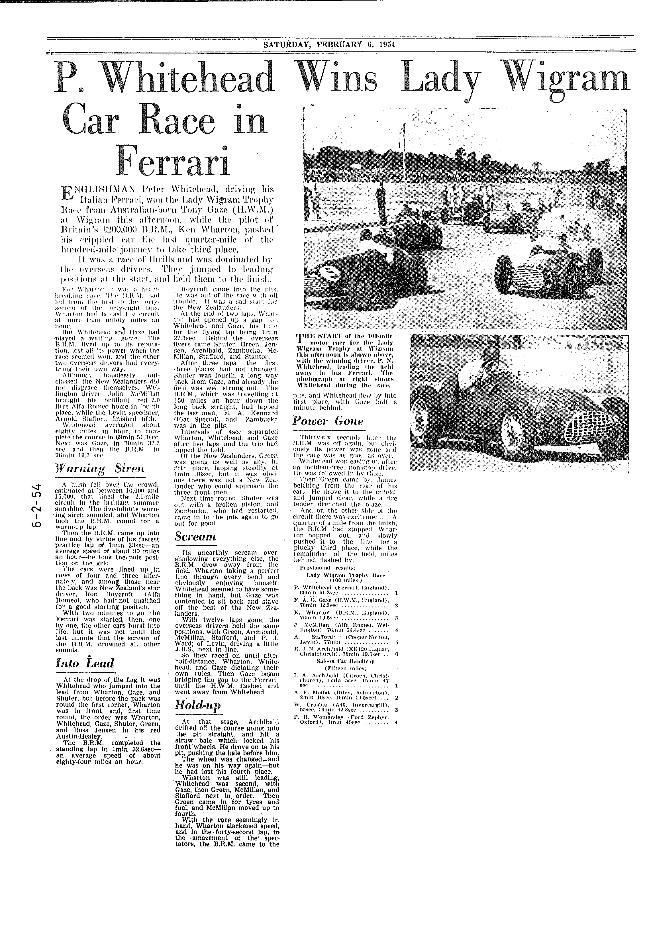 Scan of the clipping page, 6 February 1954