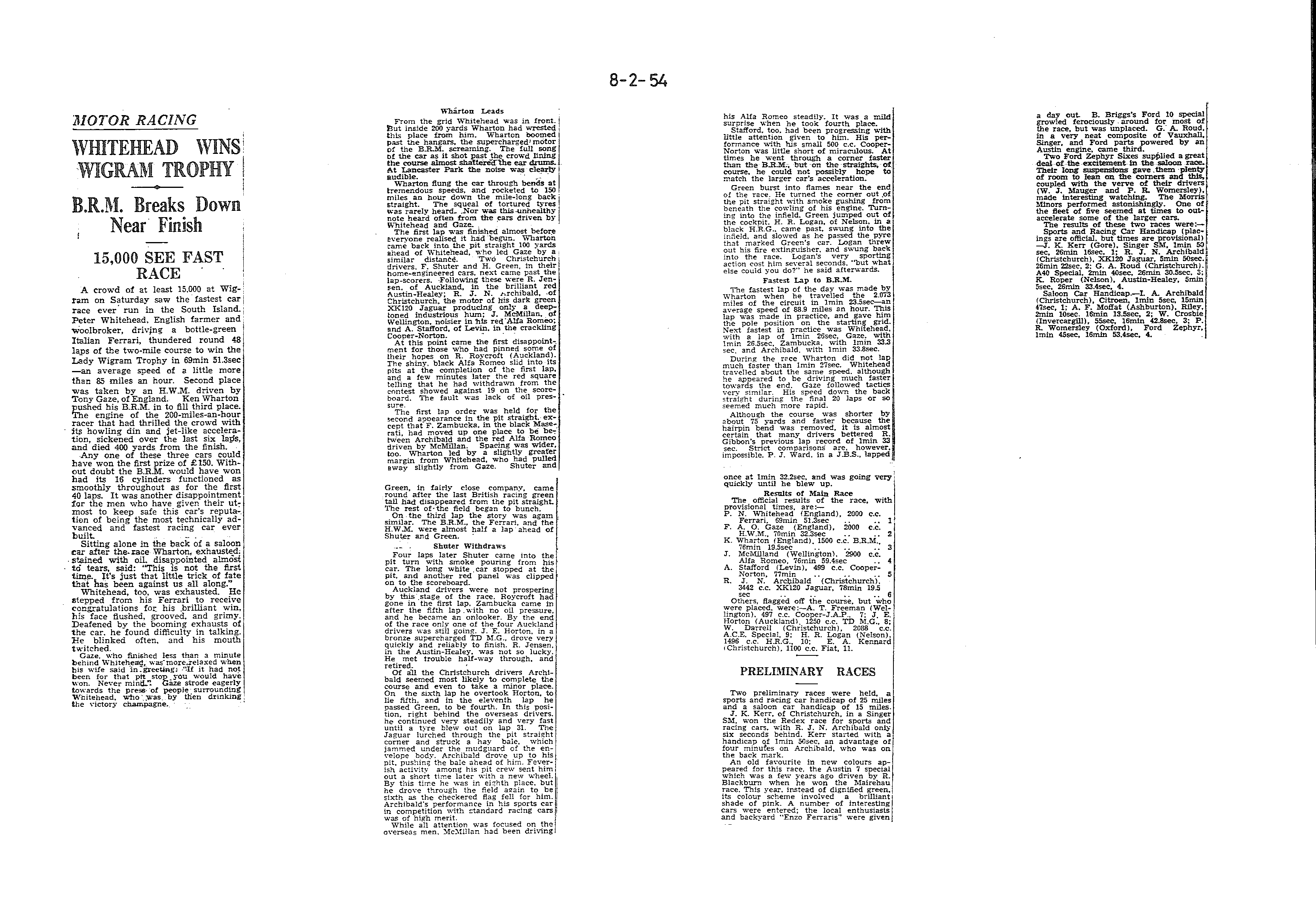 Scan of the clipping page, 8 February 1954