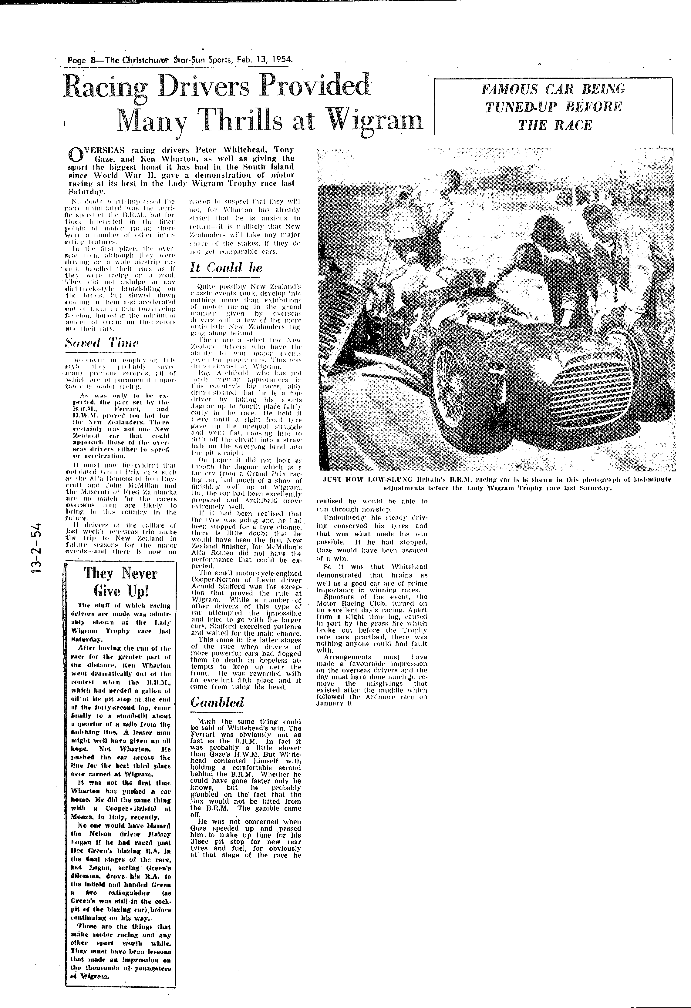 Scan of the clipping page, 13 February 1954