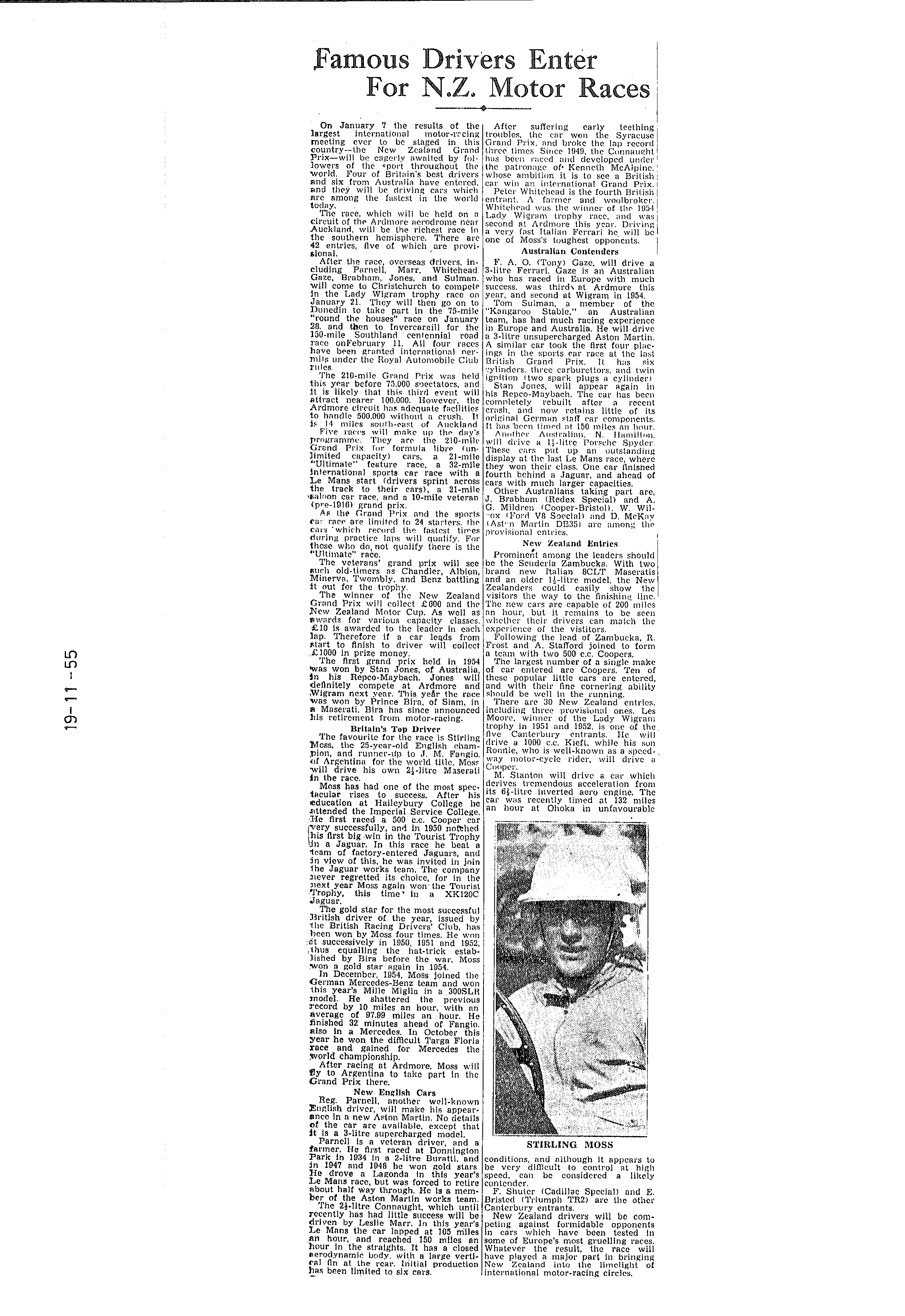 Scan of the clipping page, 19 November 1955