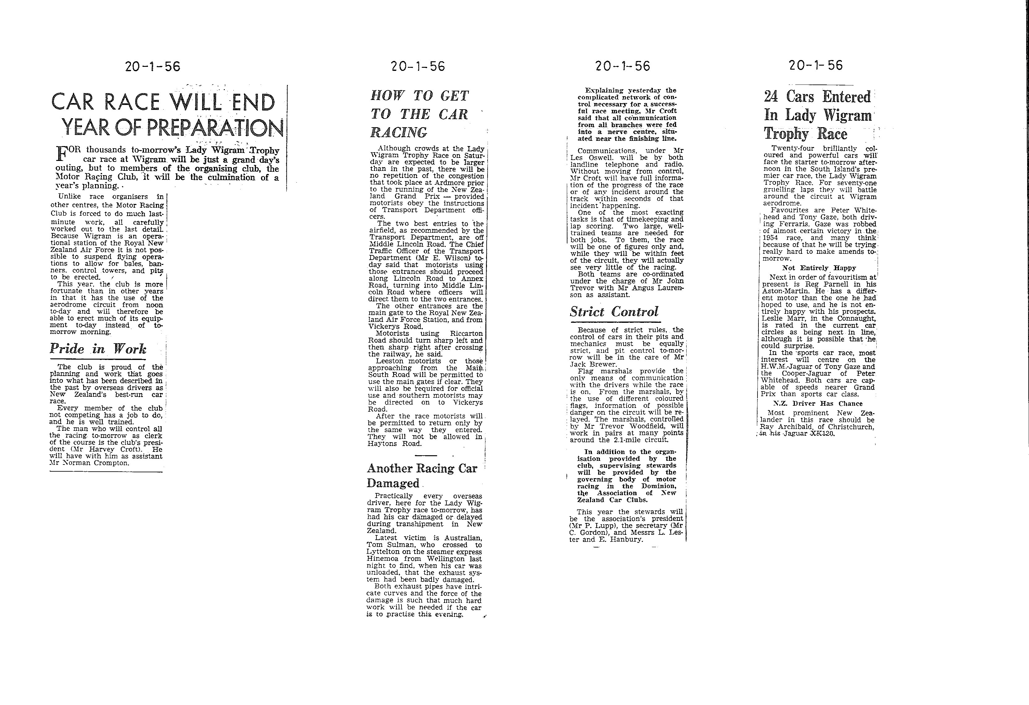 Scan of the clipping page, 20 January 1956