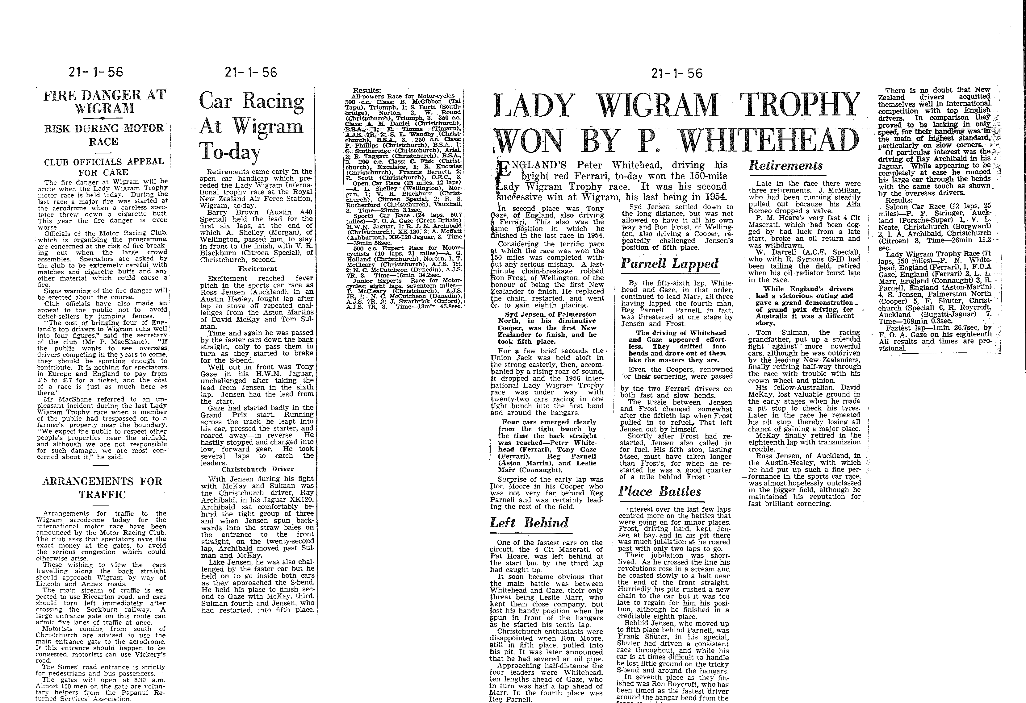 Scan of the clipping page, 21 January 1956
