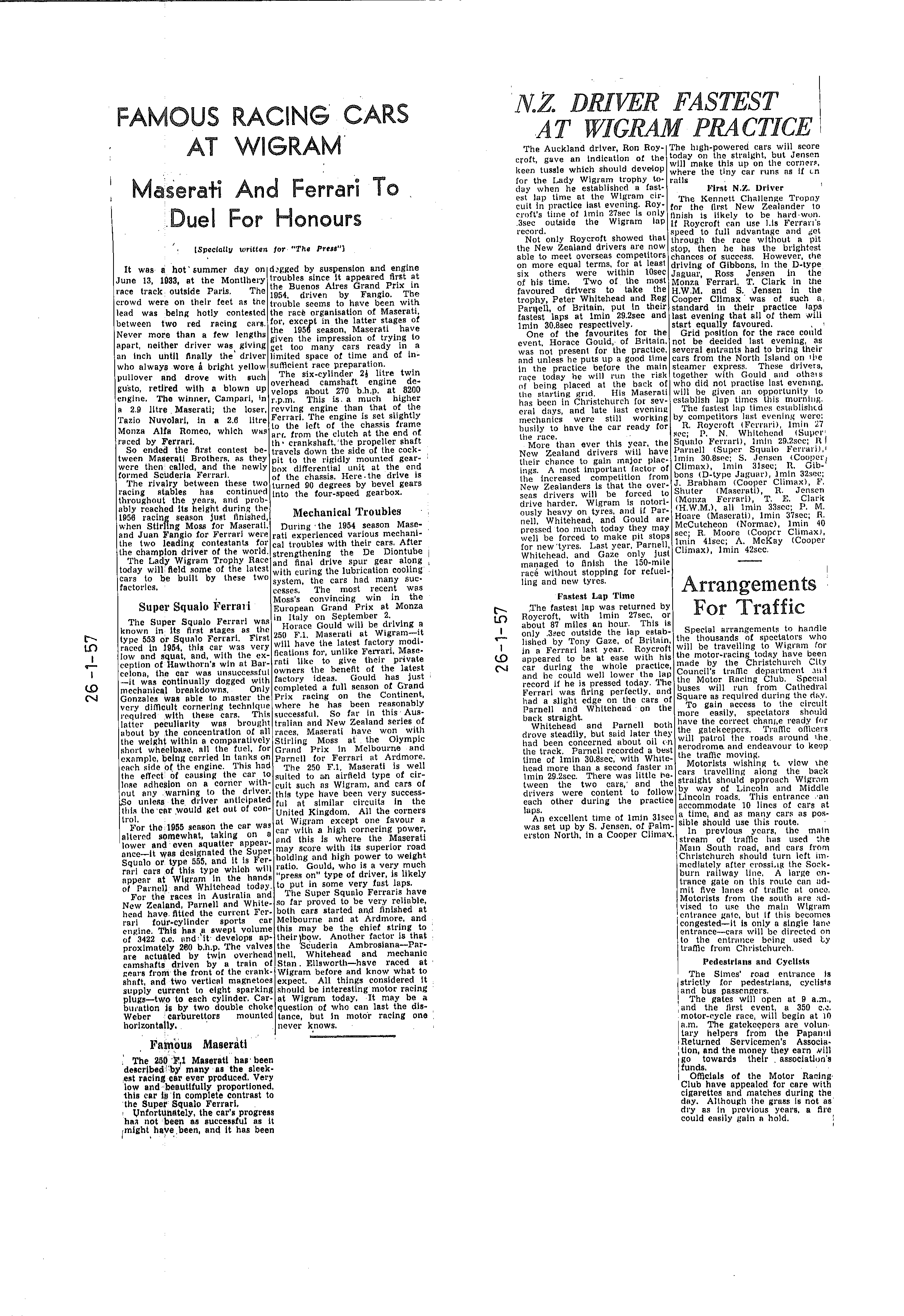 Scan of the clipping page, 26 January 1957