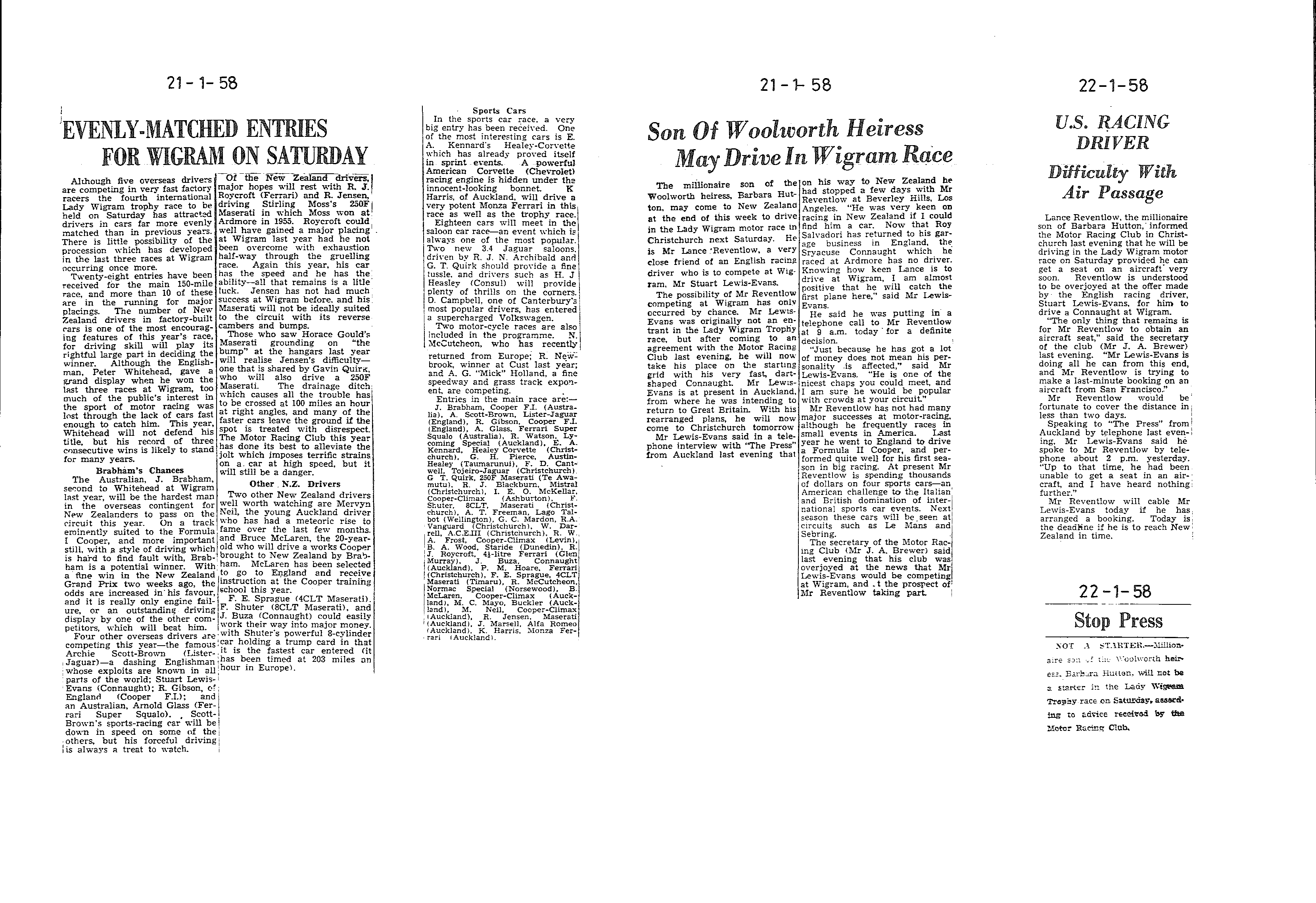 Scan of the clipping page, 22 January 1958