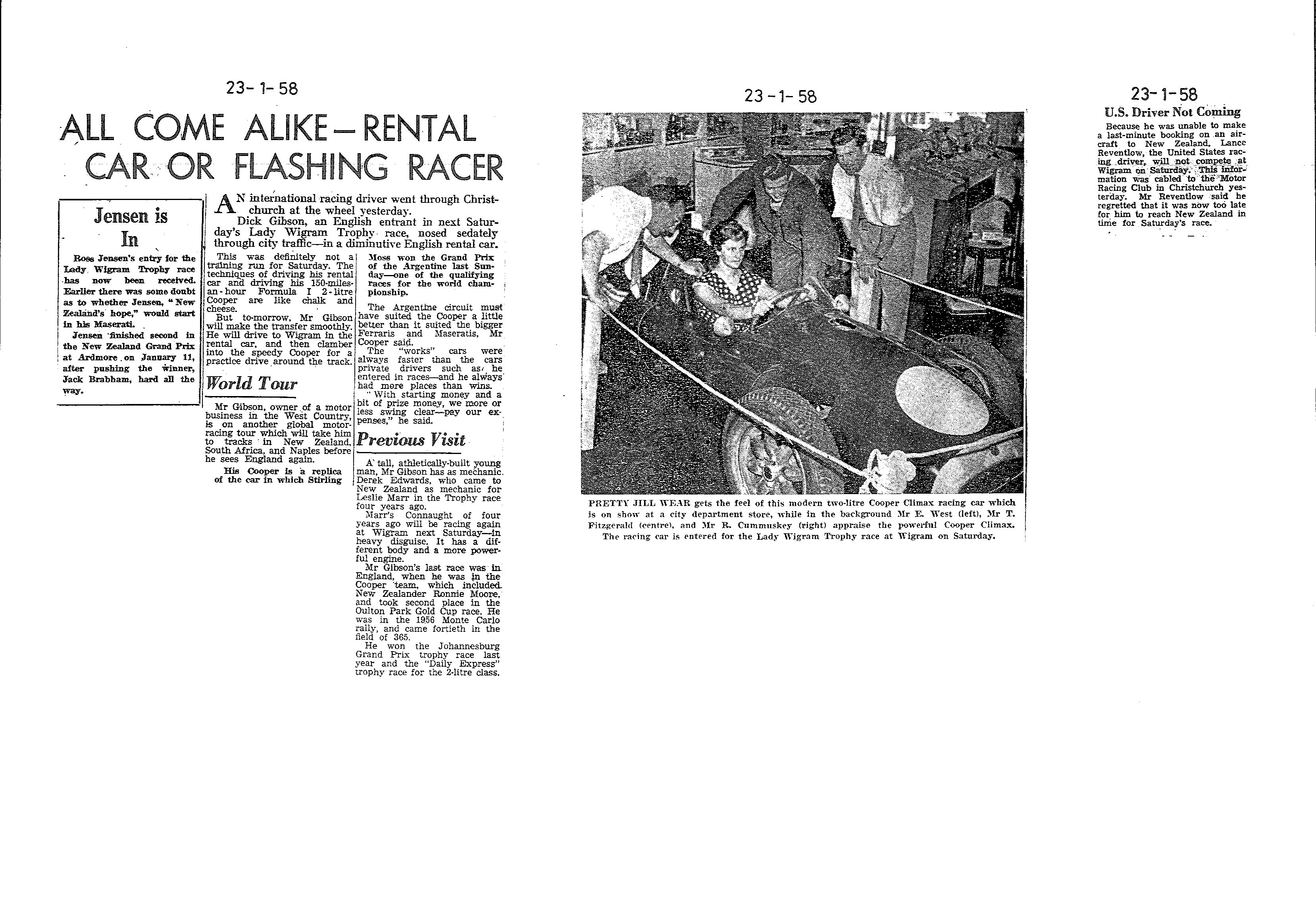 Scan of the clipping page, 23 January 1958