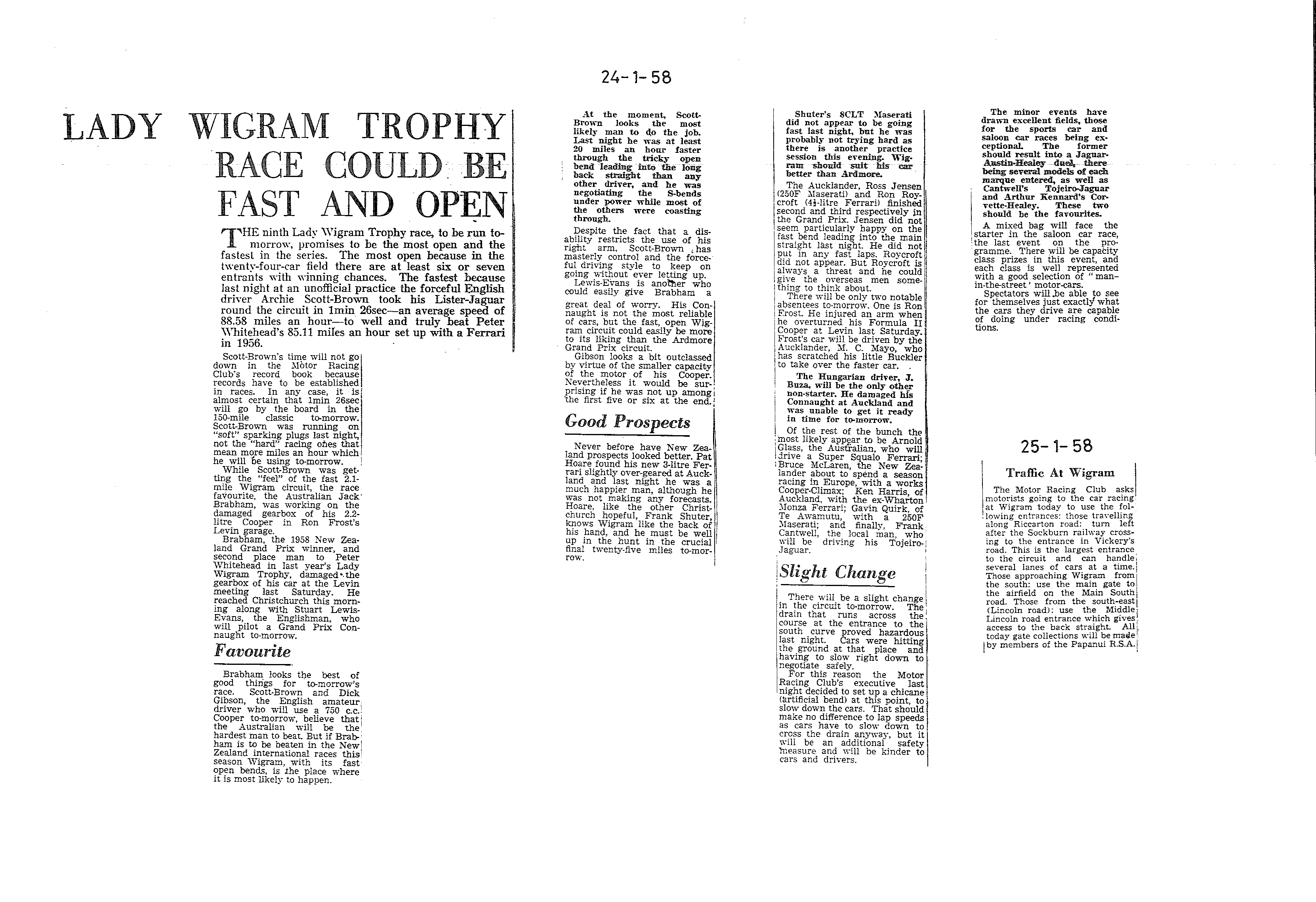 Scan of the clipping page, 24 January 1958