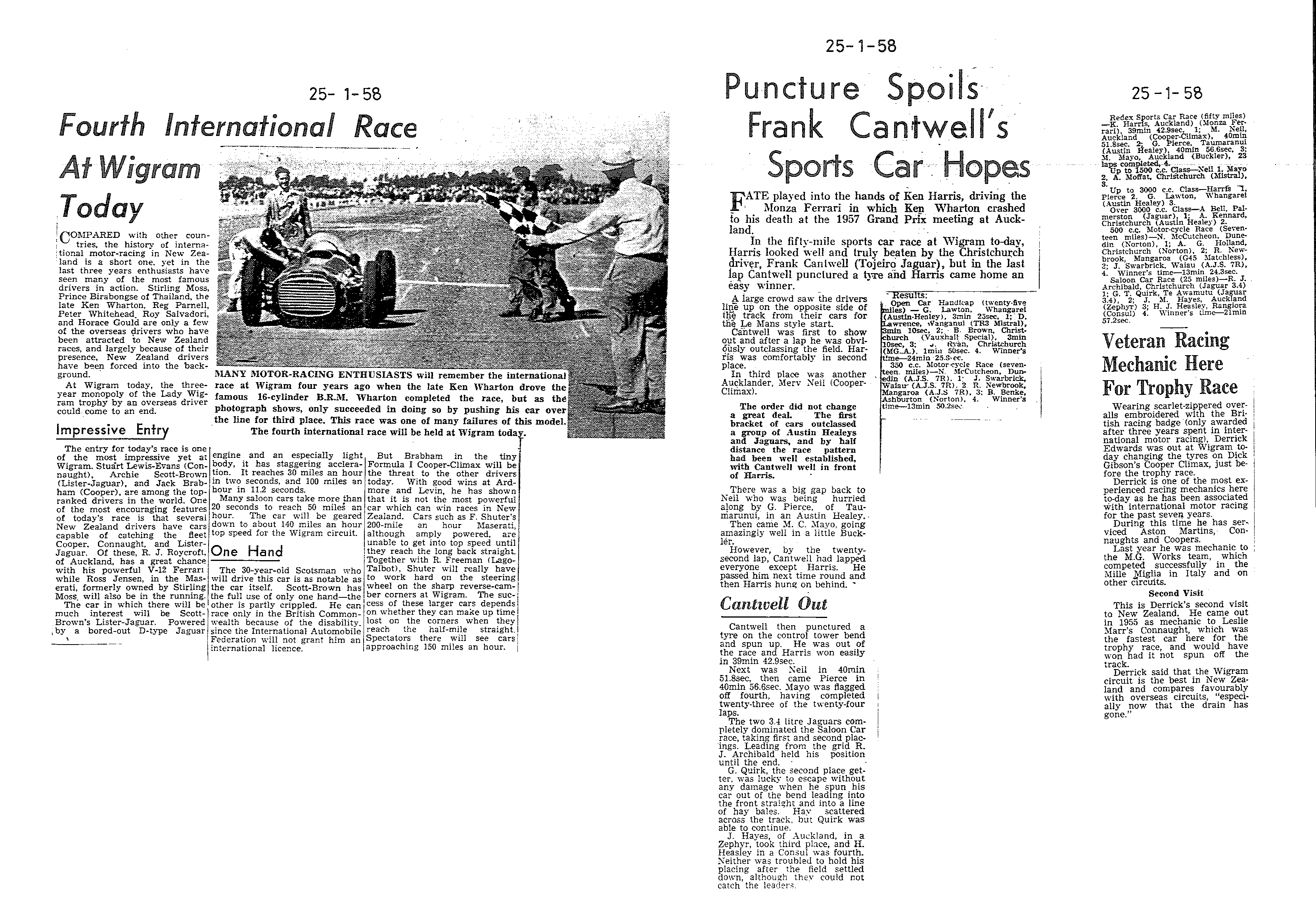 Scan of the clipping page, 25 January 1958