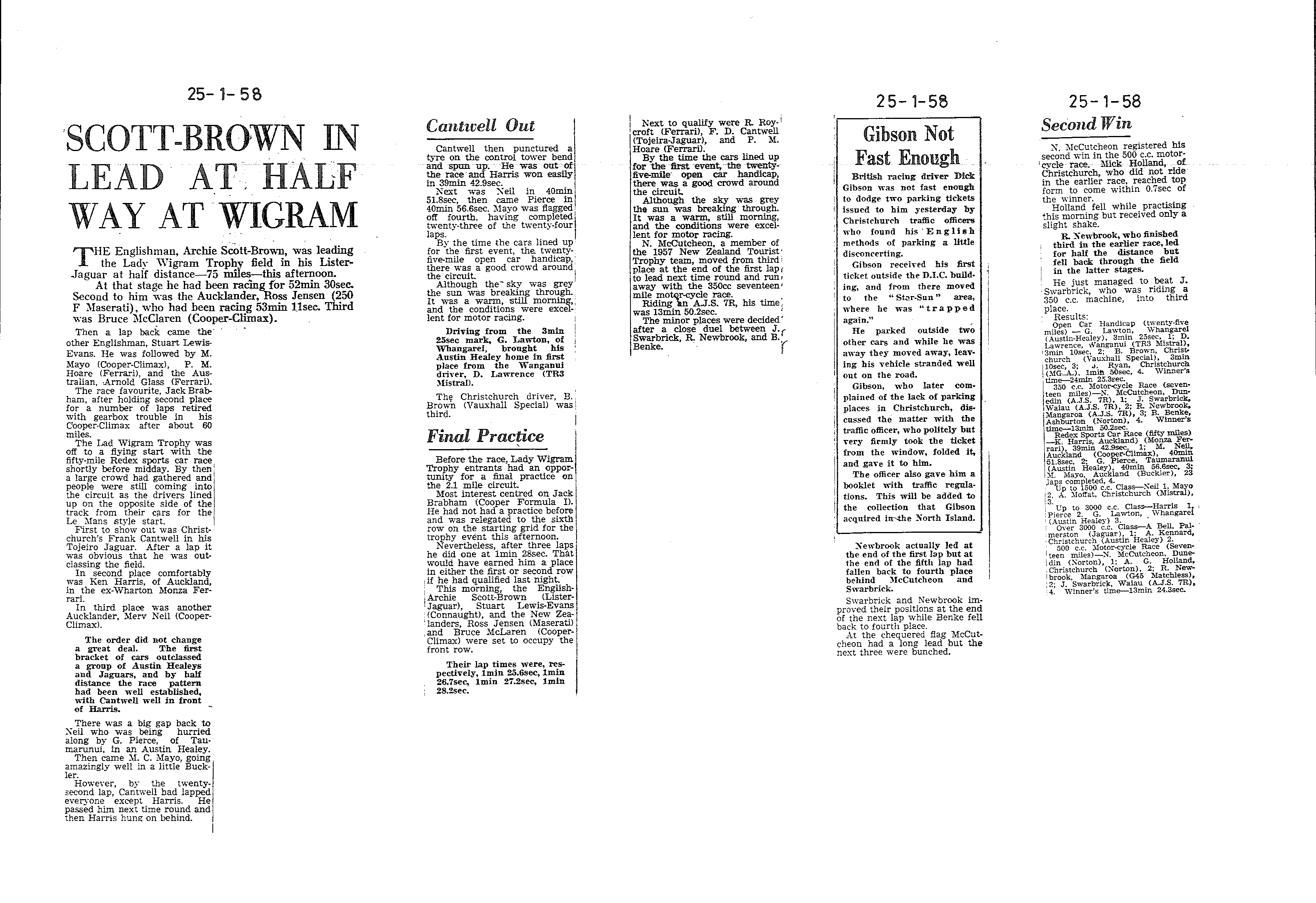 Scan of the clipping page, 25 January 1958