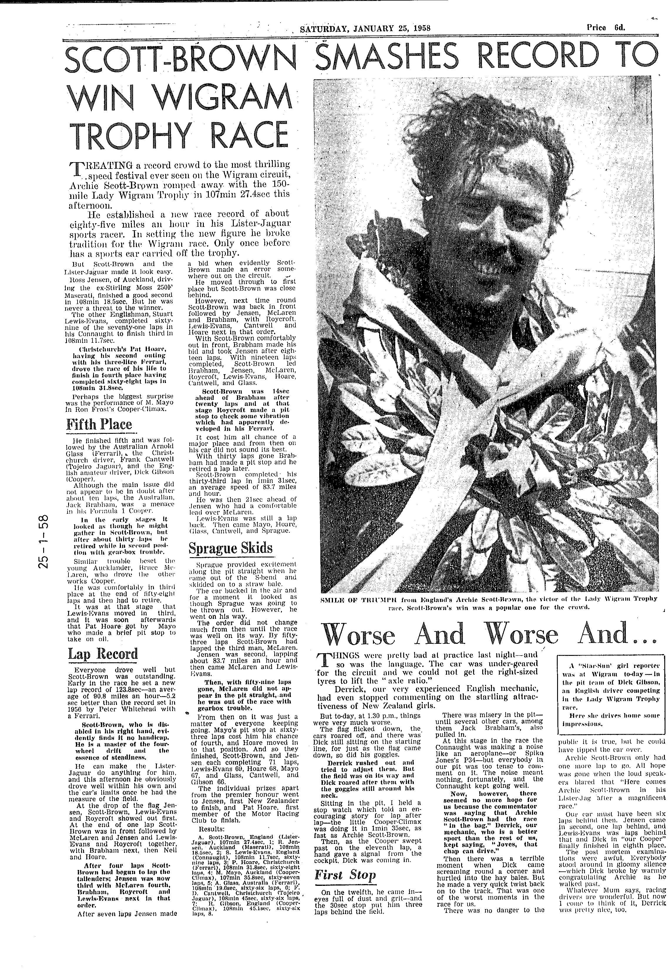 Scan of the clipping page, 25 January 1958