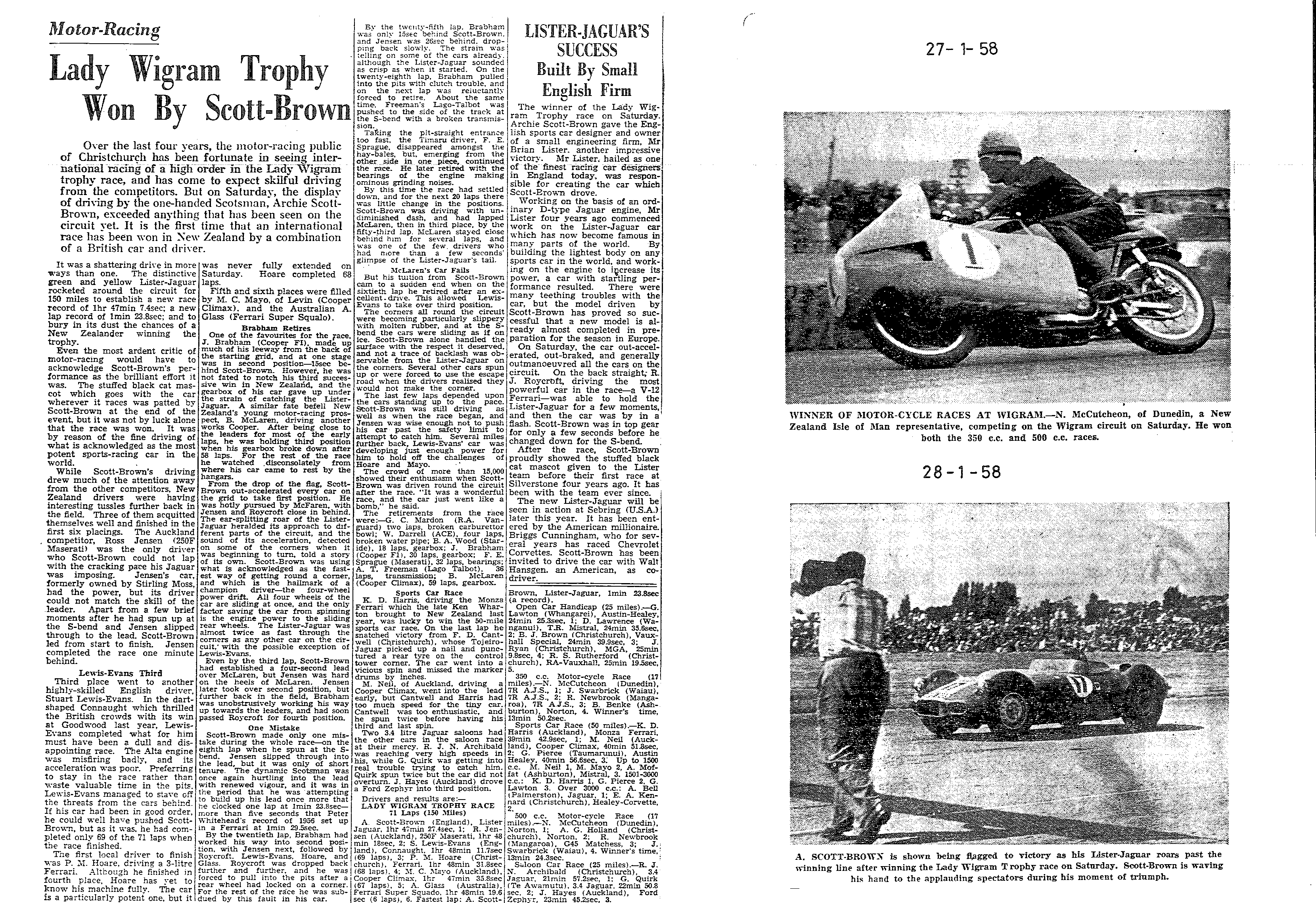 Scan of the clipping page, 27 January 1958