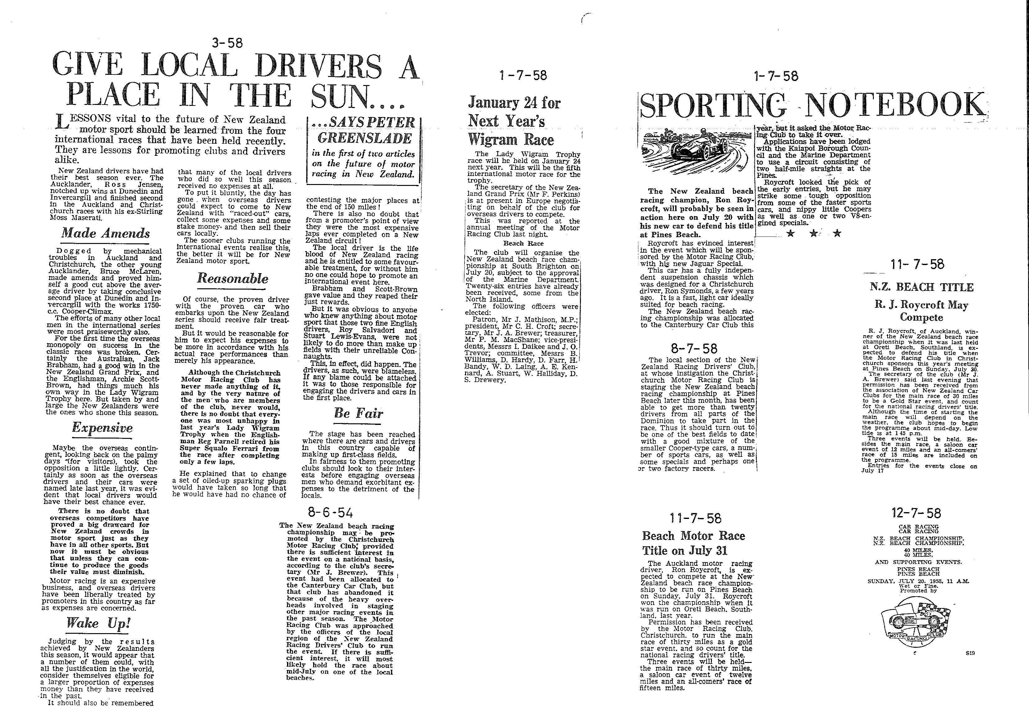 Scan of the clipping page, March 1958