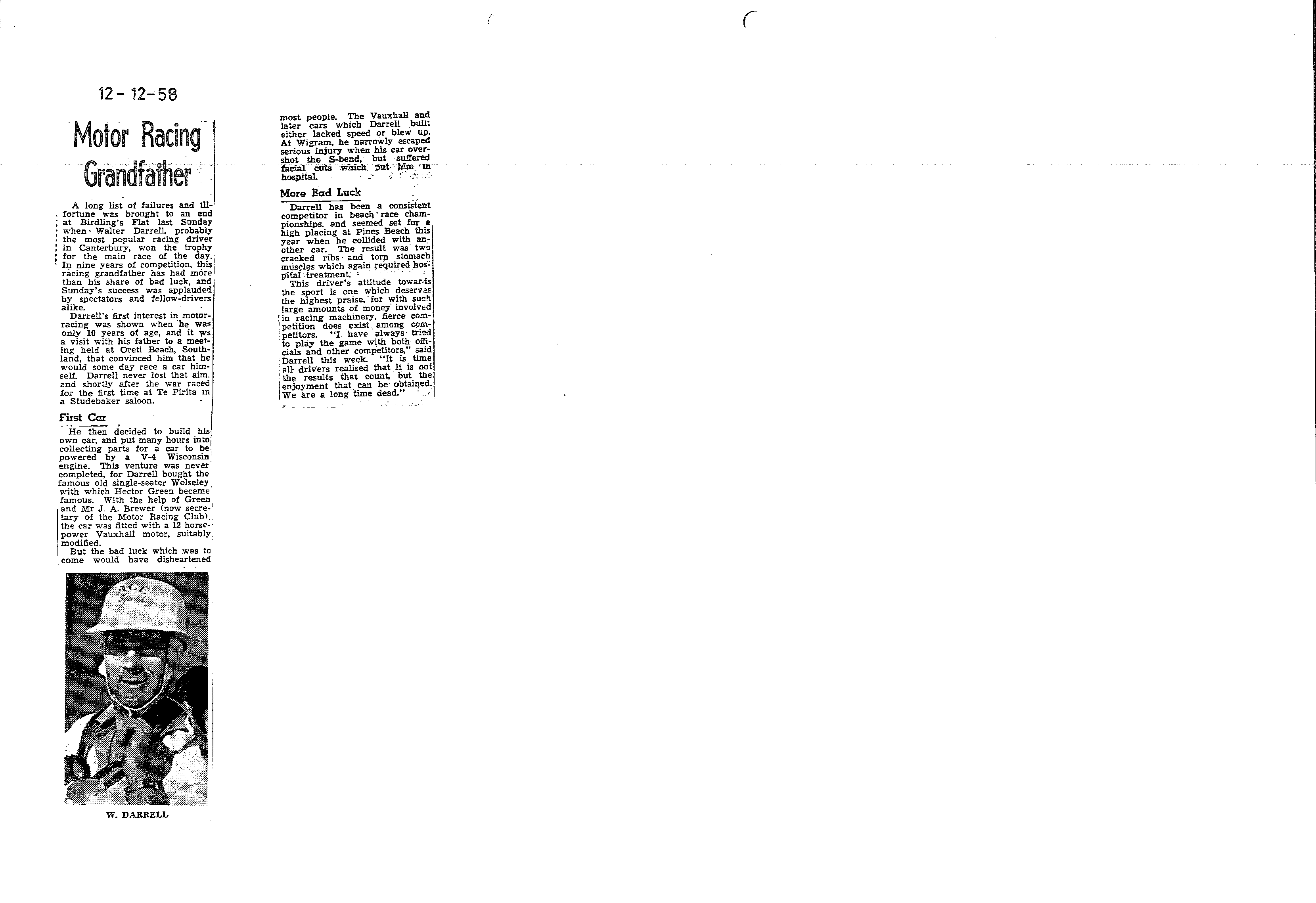 Scan of the clipping page, 12 December 1958
