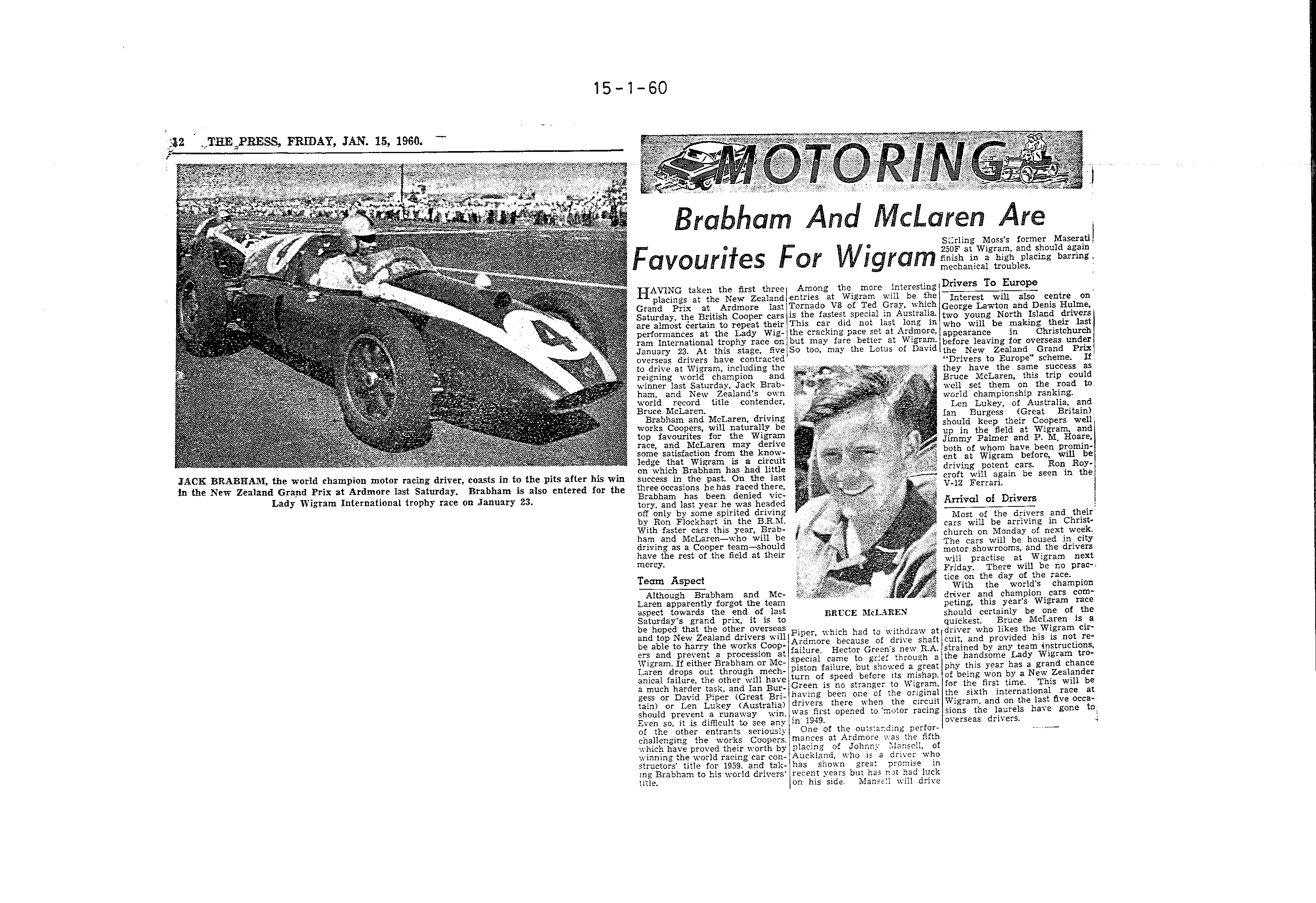 Scan of the clipping page, 15 January 1960