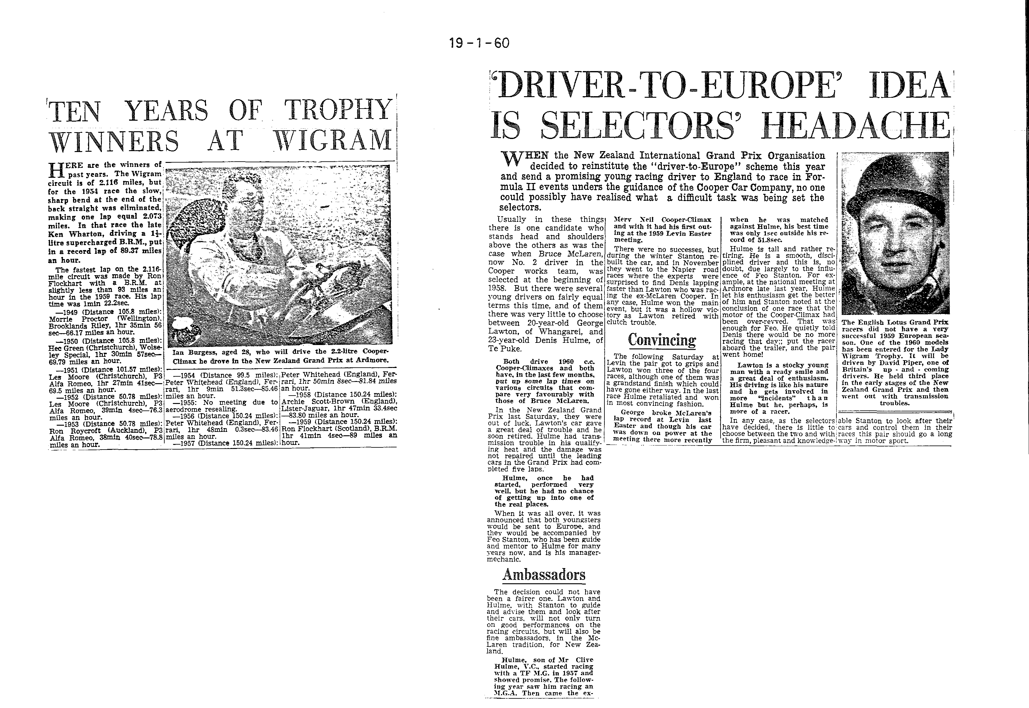 Scan of the clipping page, 19 January 1960
