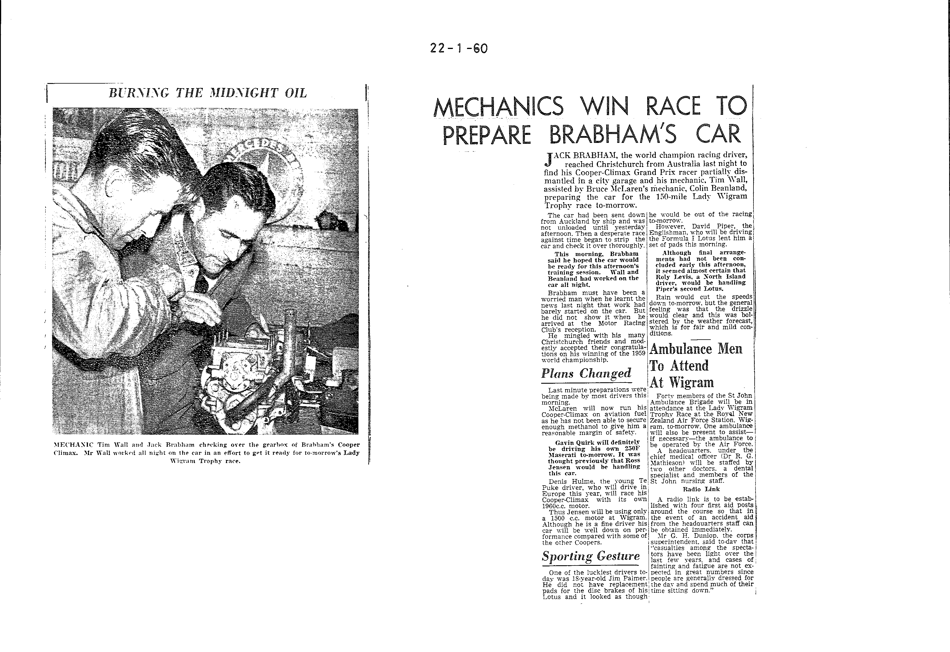 Scan of the clipping page, 22 January 1960