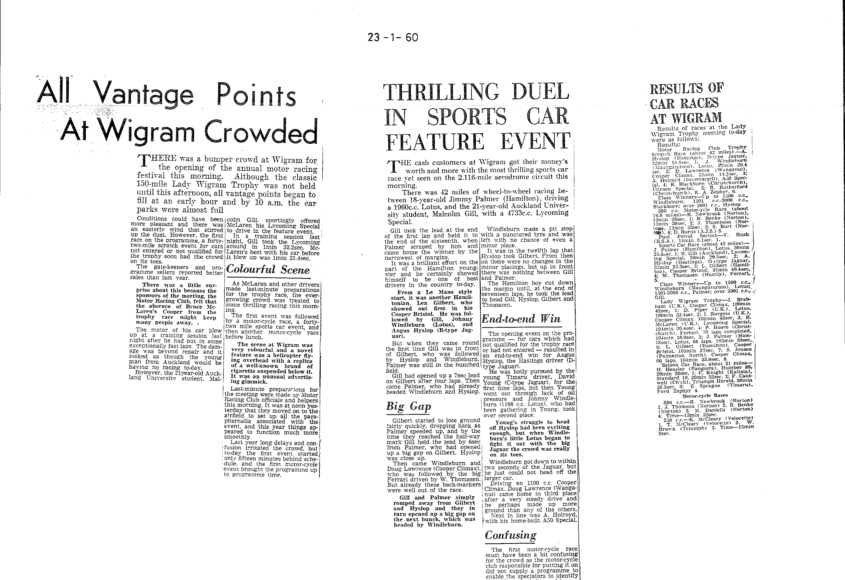 Scan of the clipping page, 23 January 1960