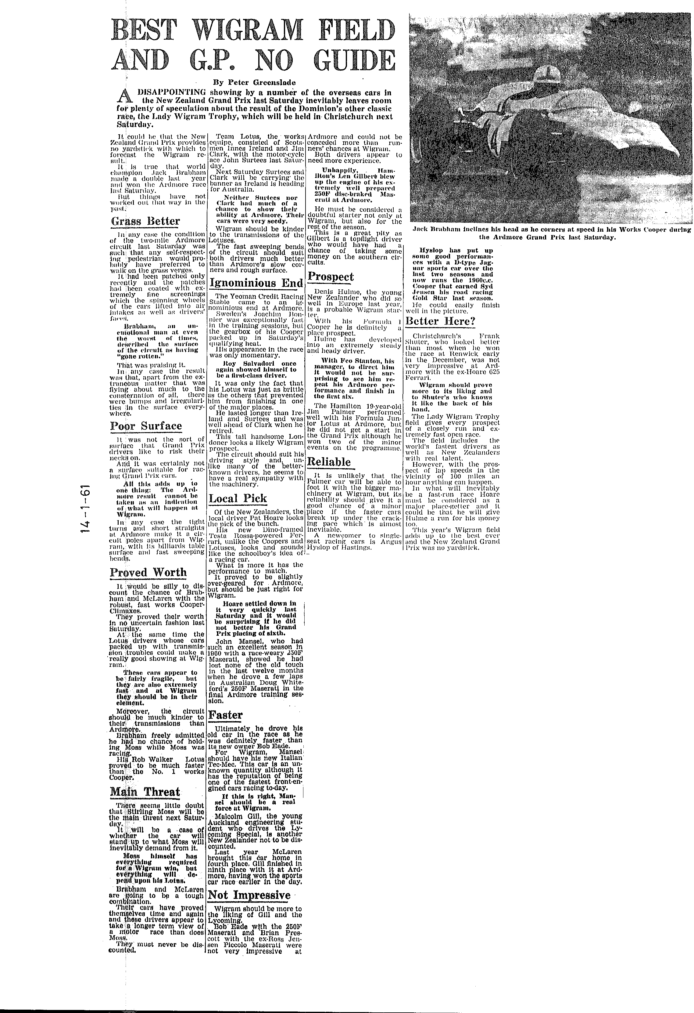 Scan of the clipping page, 14 January 1961