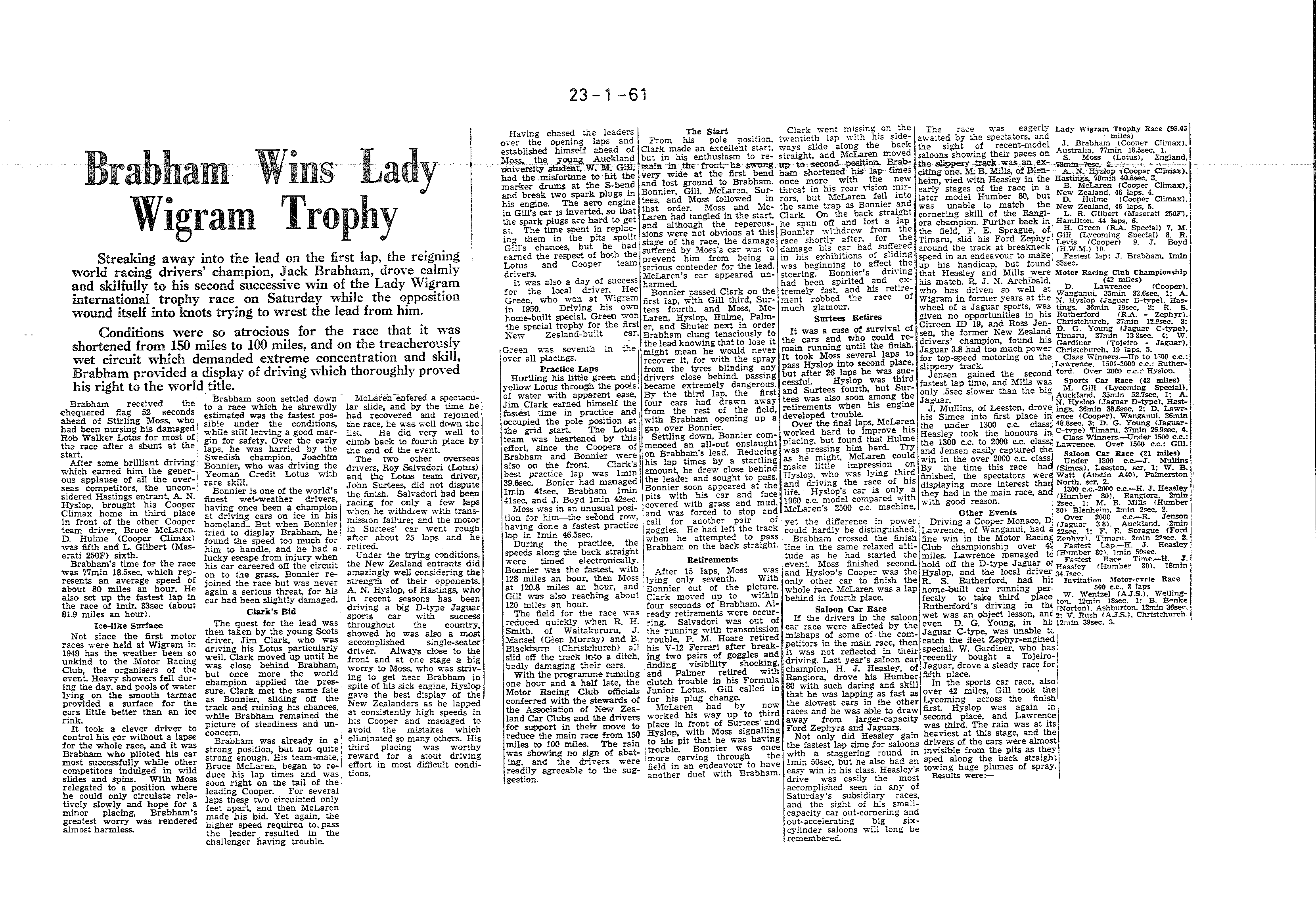 Scan of the clipping page, 23 January 1961