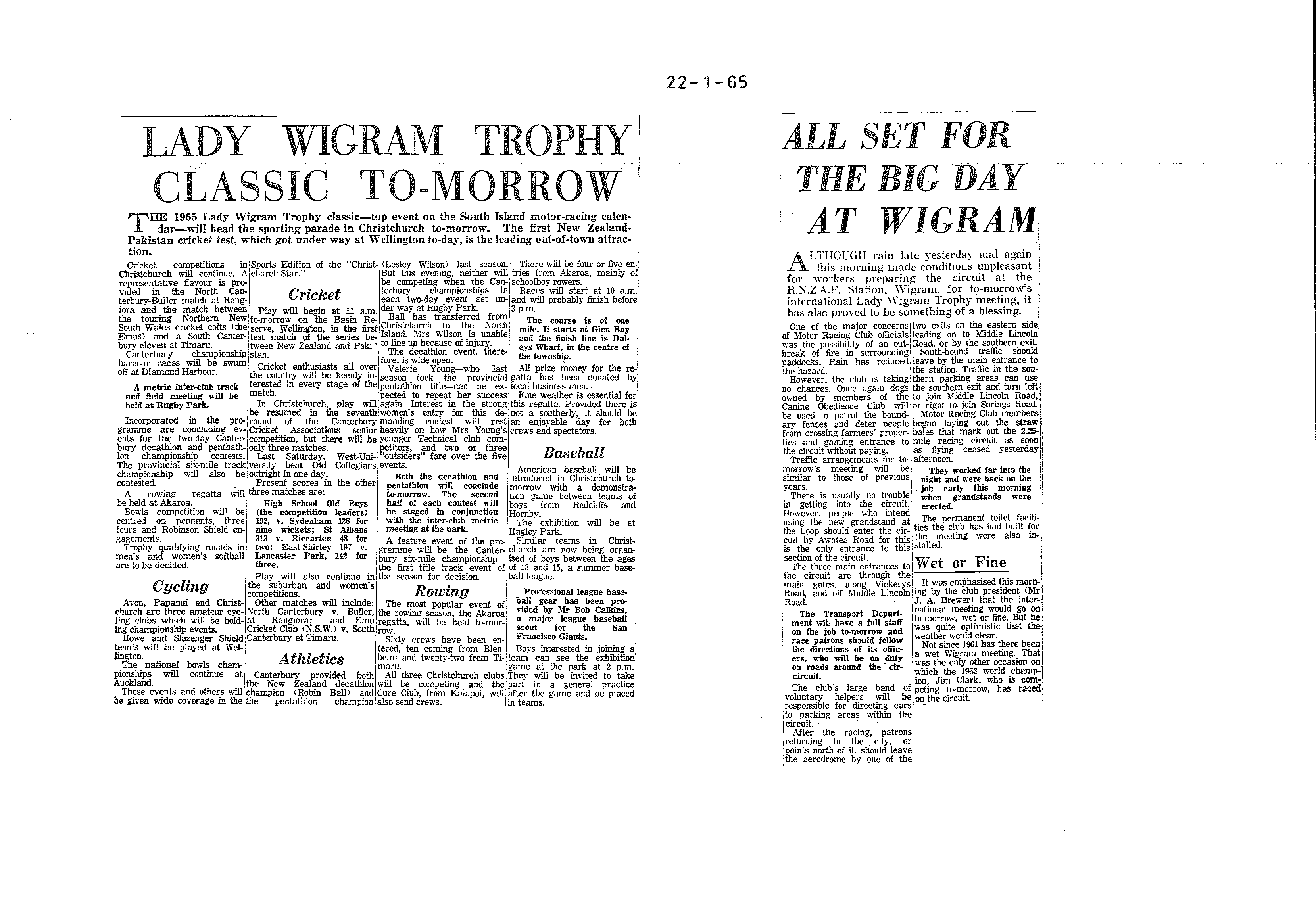 Scan of the clipping page, 22 January 1965