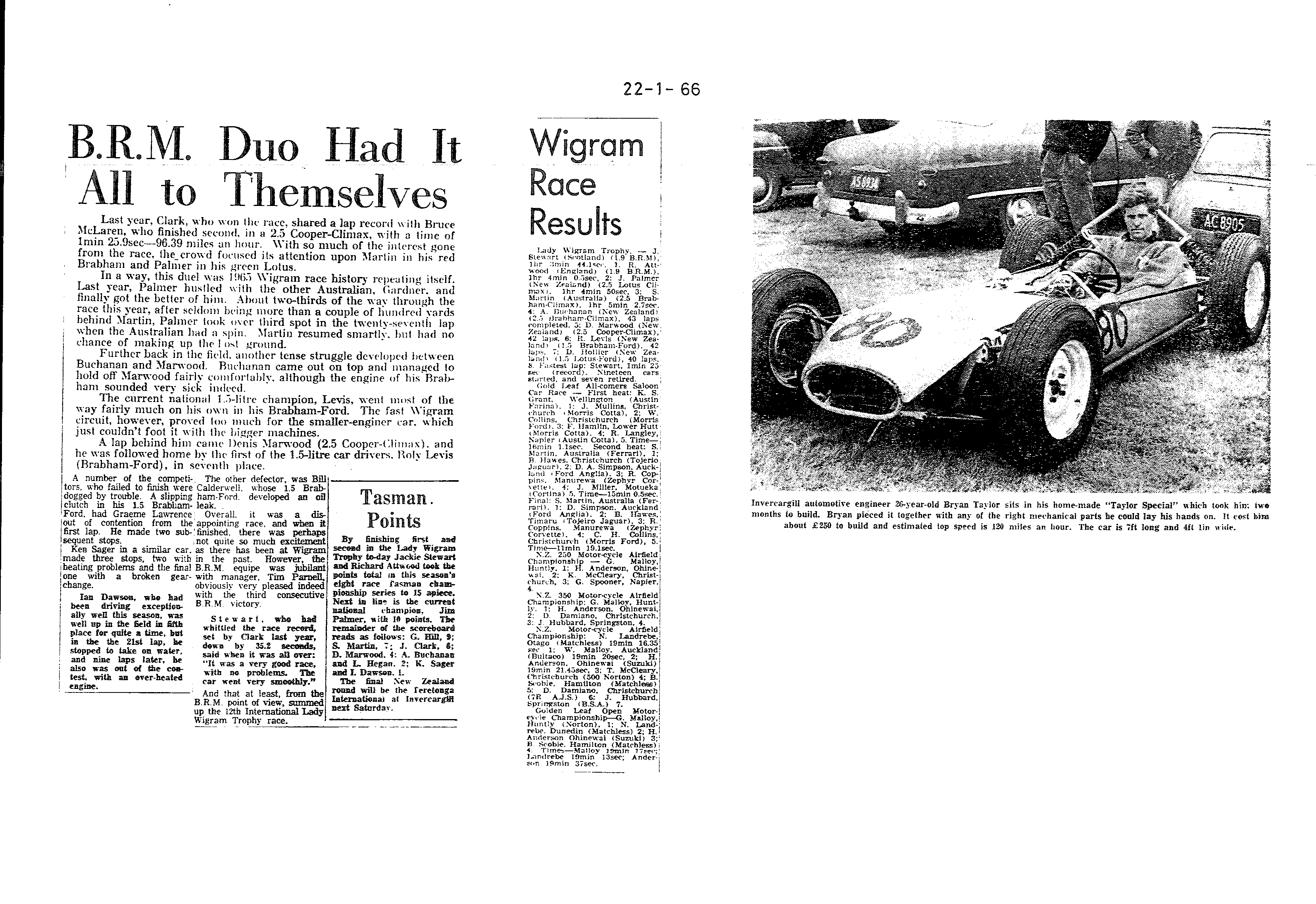 Scan of the clipping page, 22 January 1966
