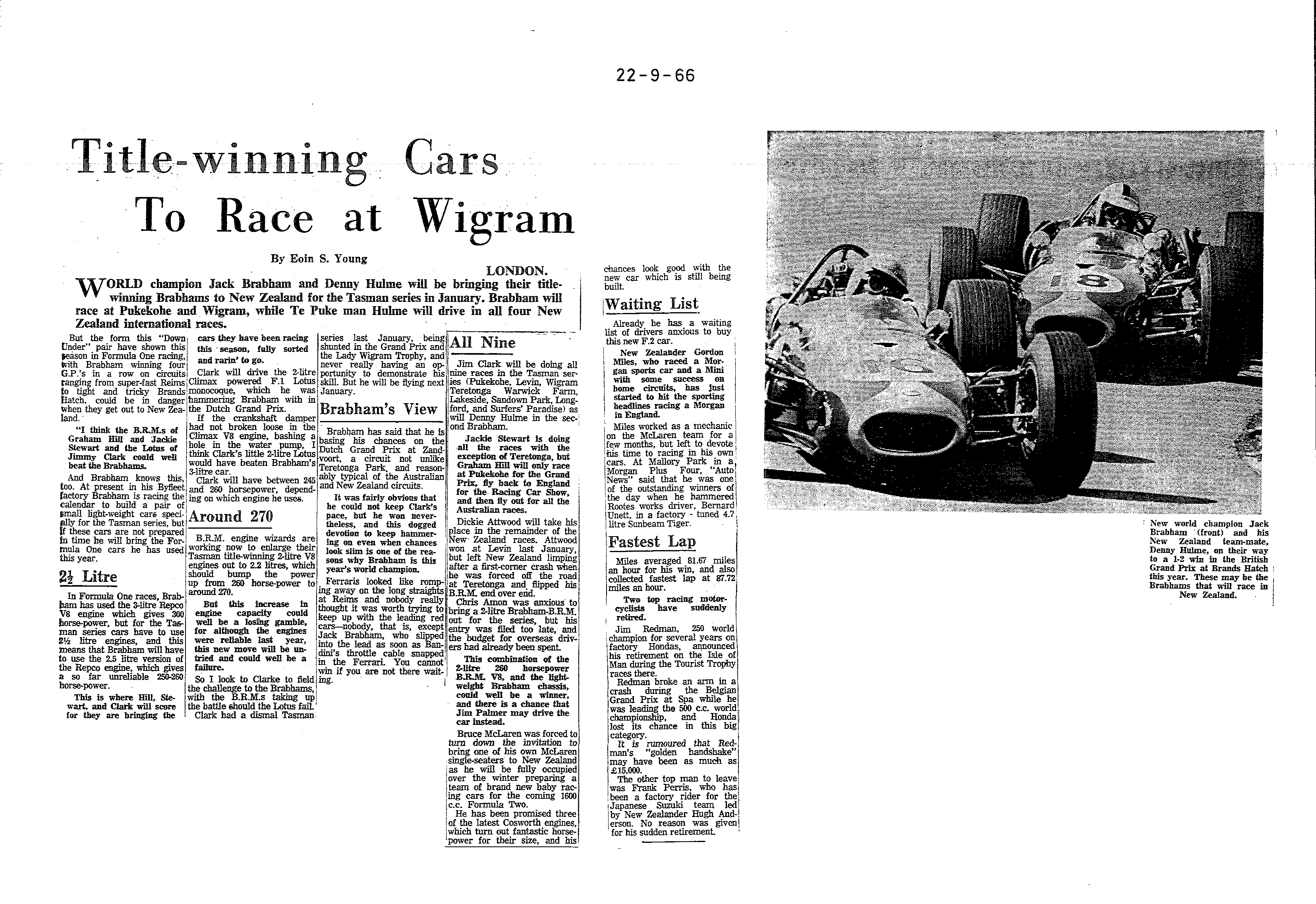 Scan of the clipping page, 22 September 1966