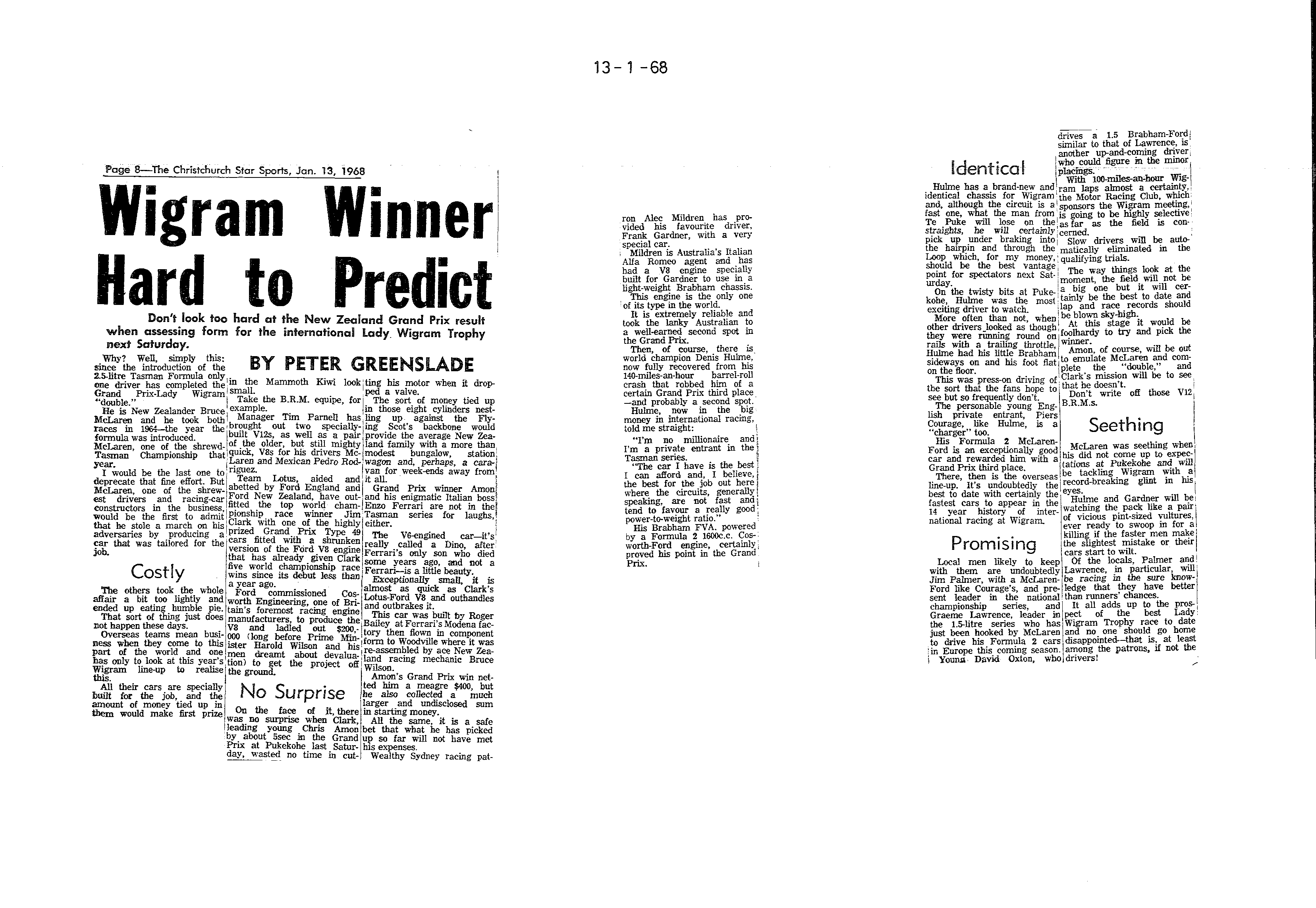 Scan of the clipping page, 13 January 1968