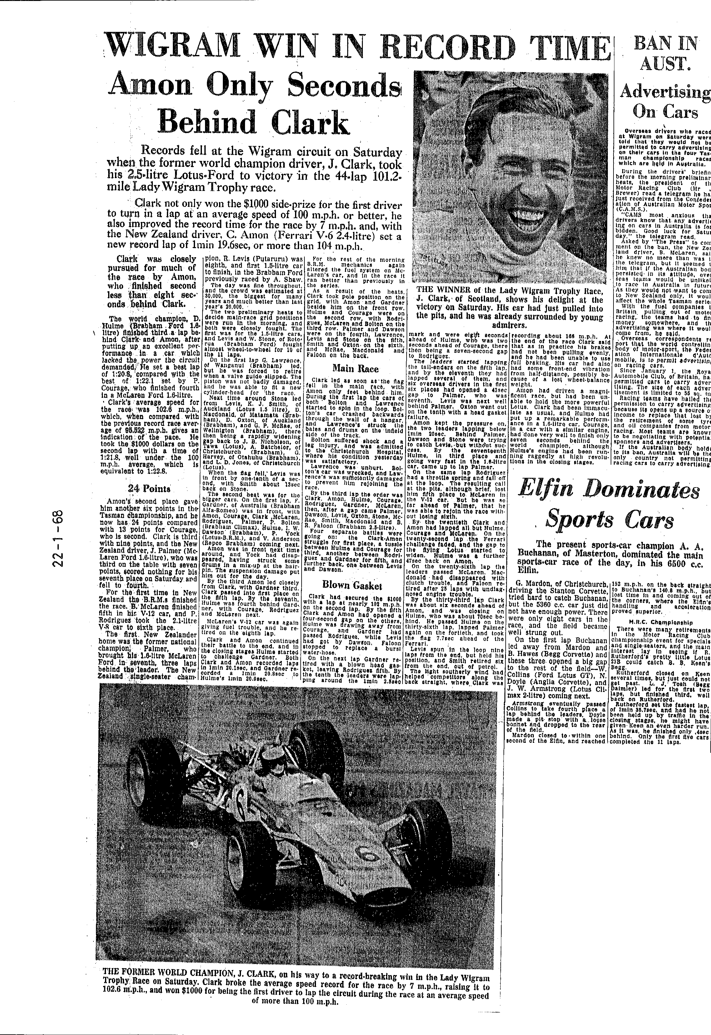 Scan of the clipping page, 22 January 1968