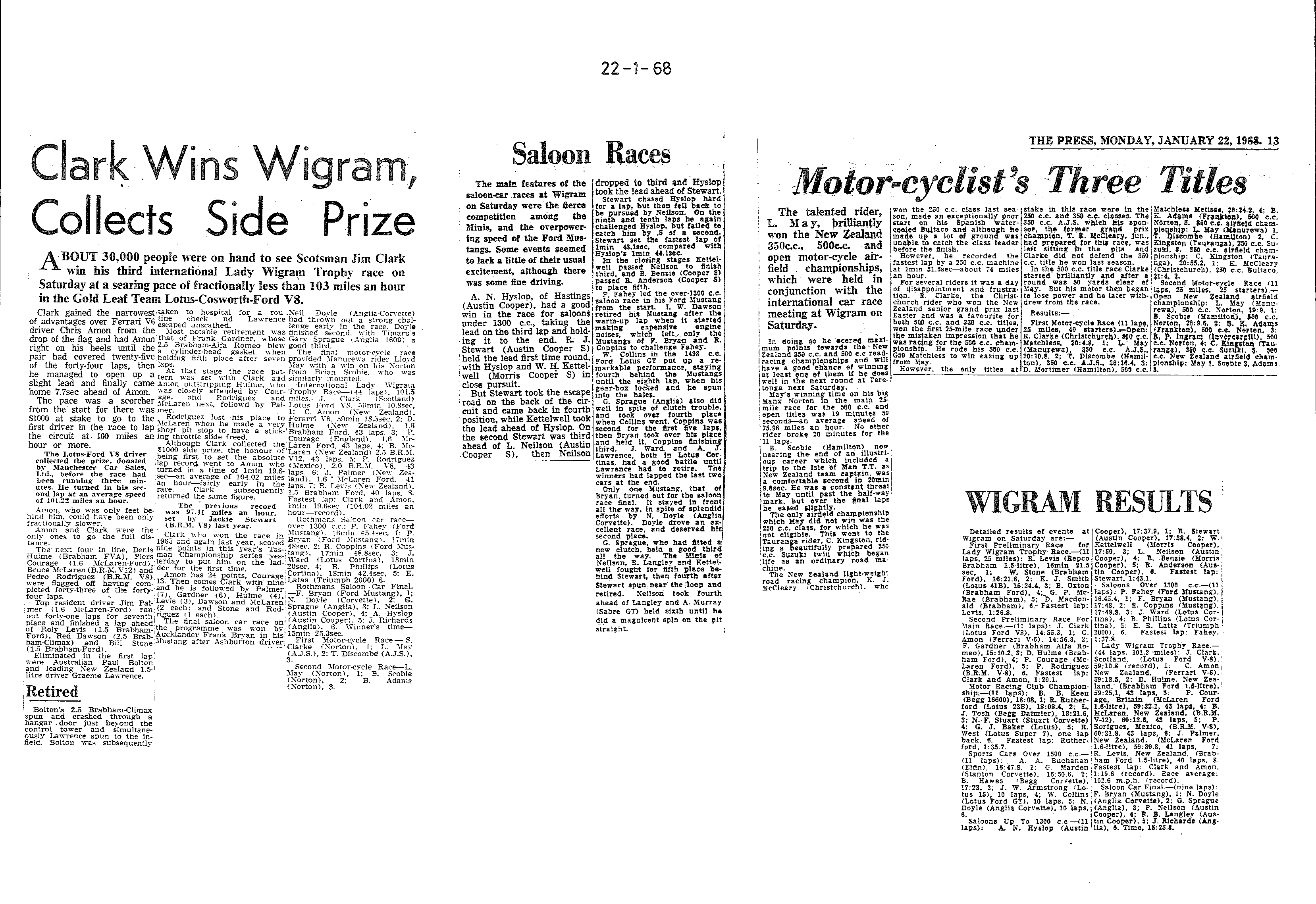 Scan of the clipping page, 22 January 1968