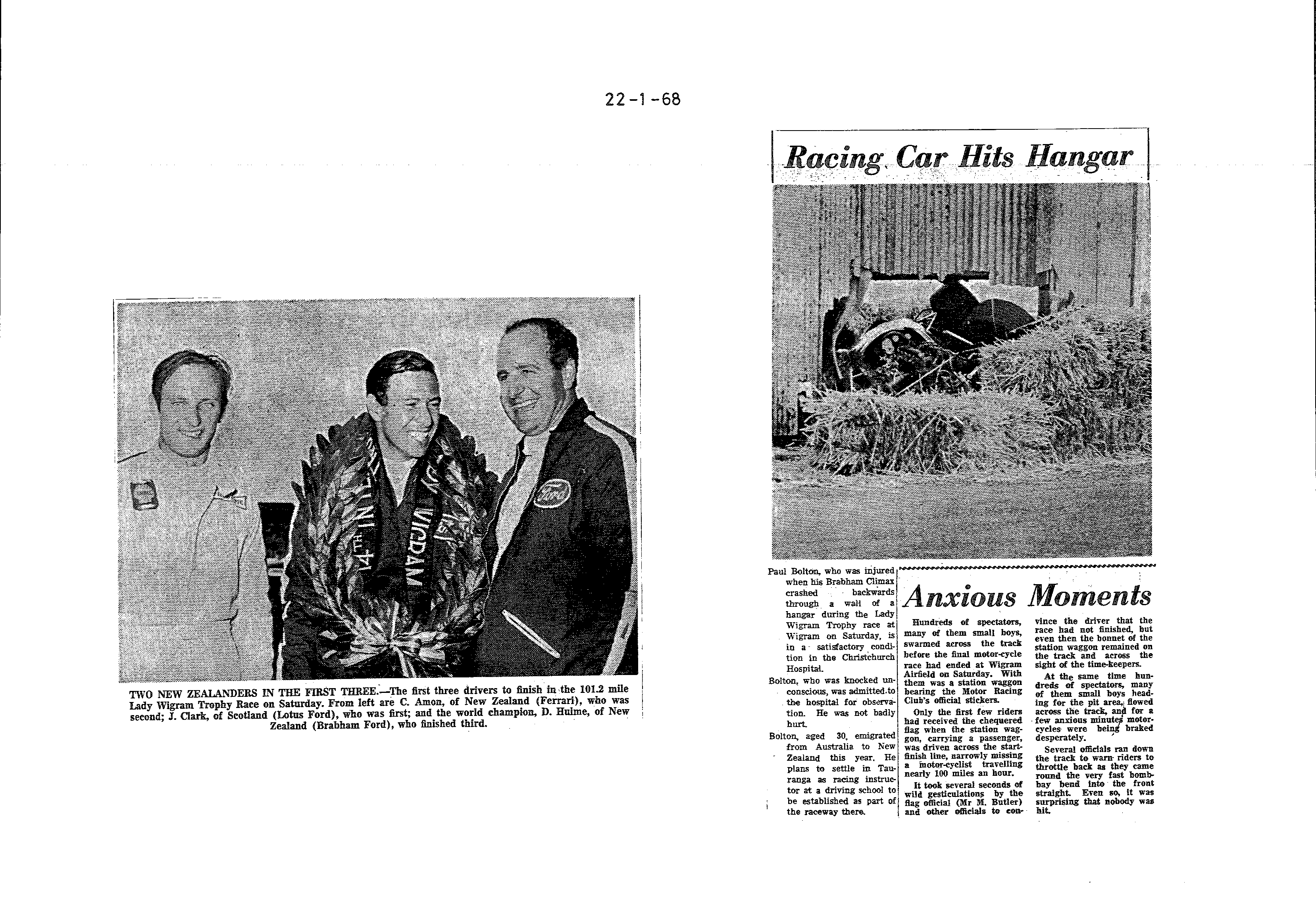 Scan of the clipping page, 22 January 1968