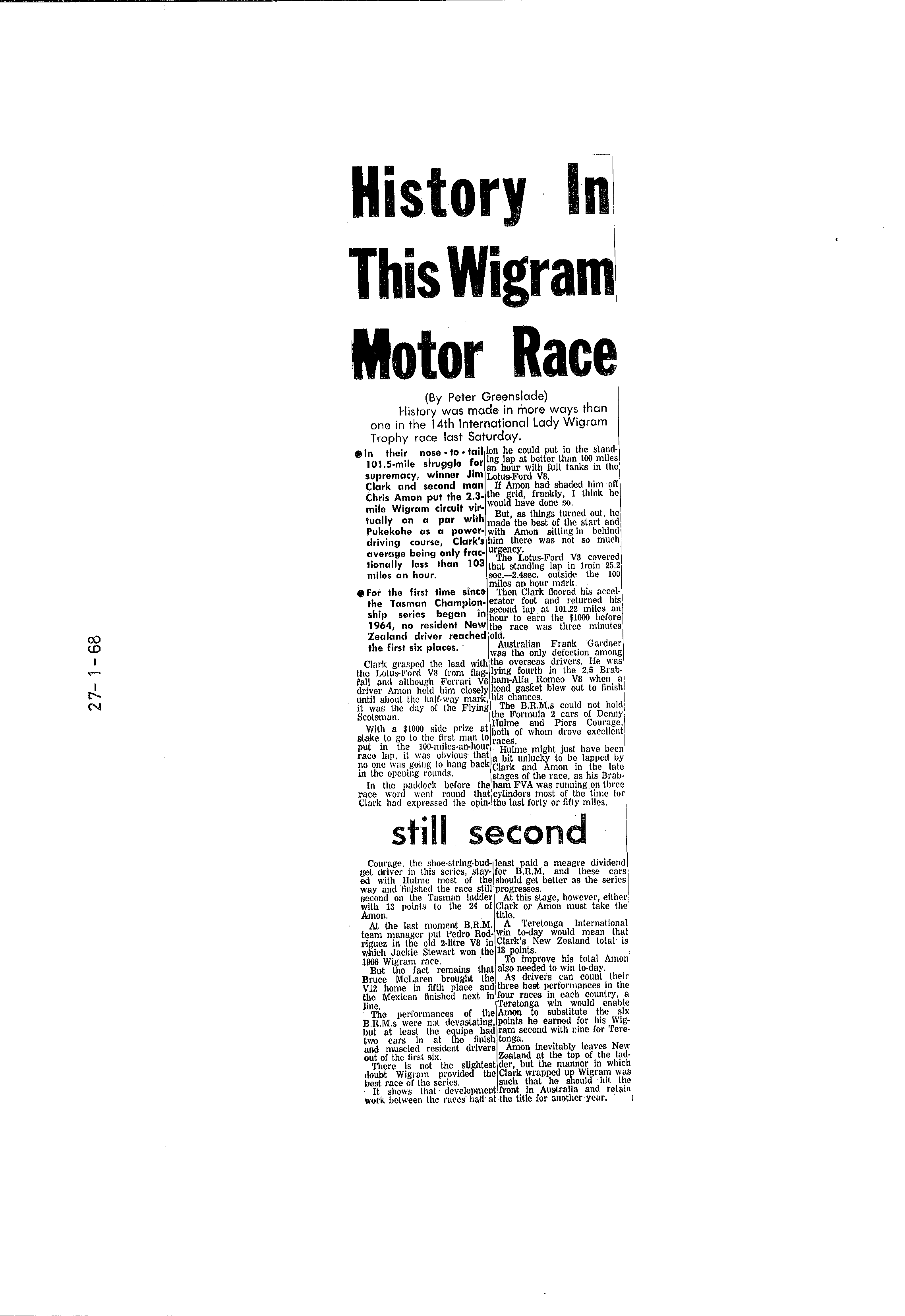 Scan of the clipping page, 27 January 1968