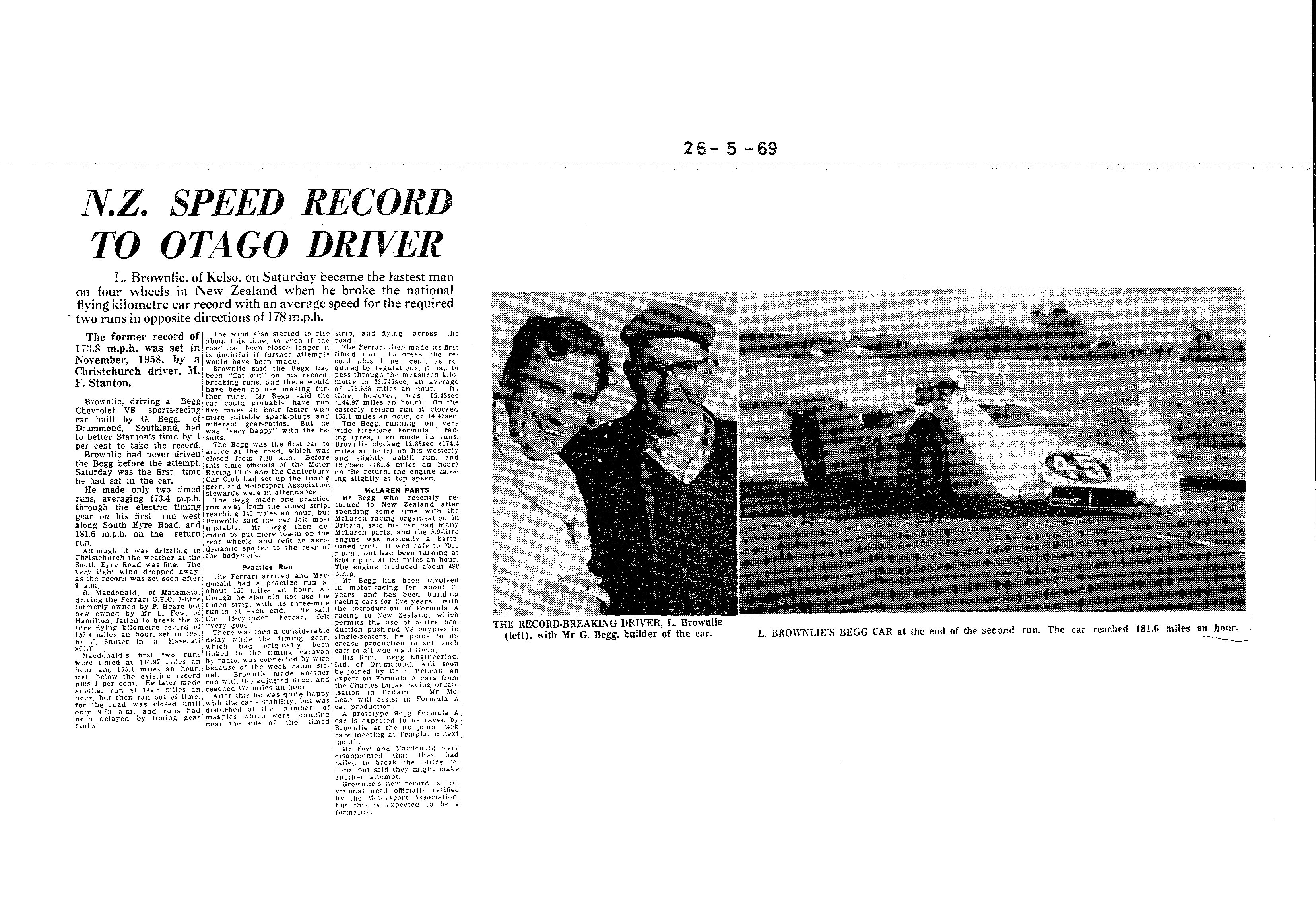 Scan of the clipping page, 26 May 1969