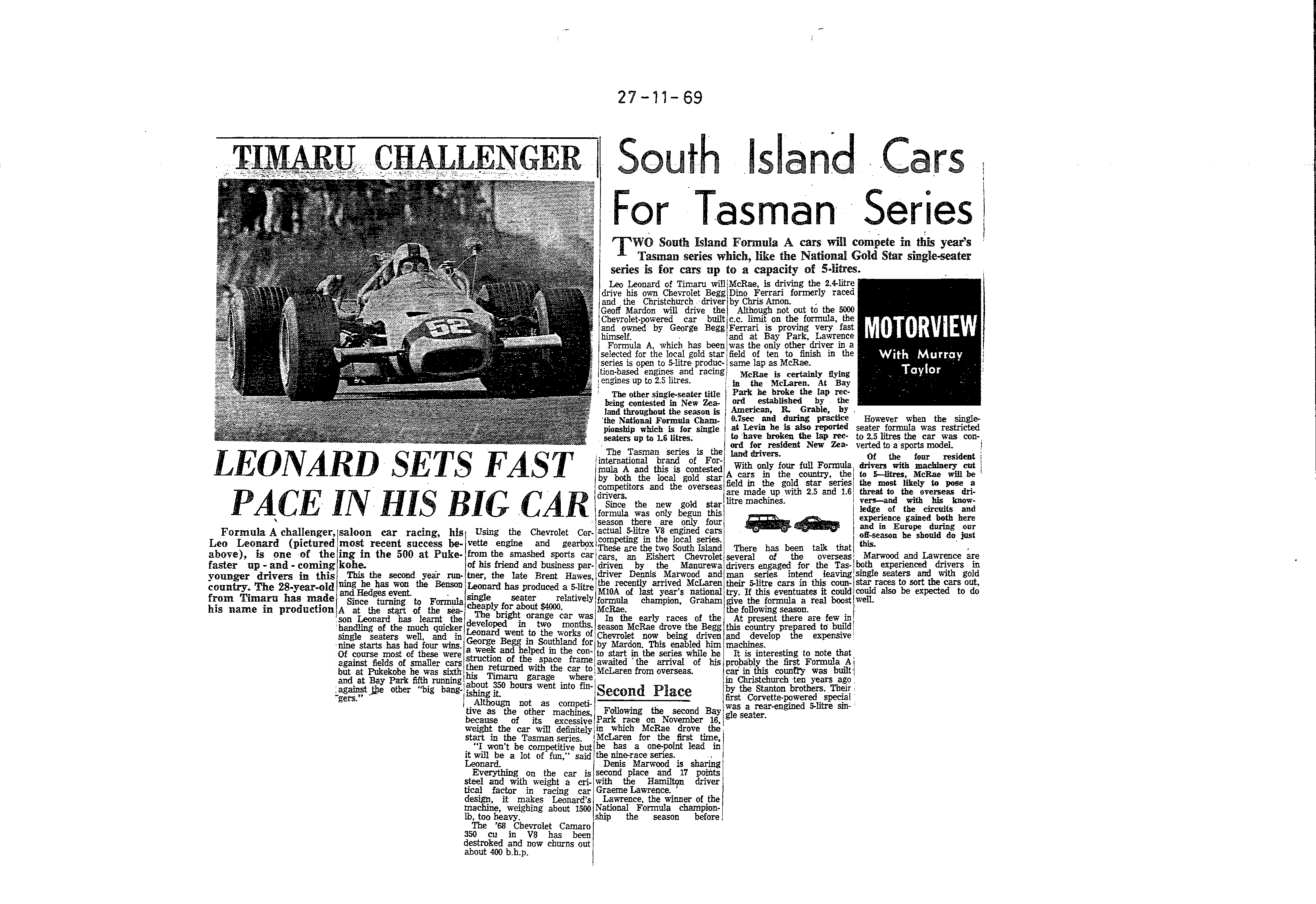 Scan of the clipping page, 27 November 1969