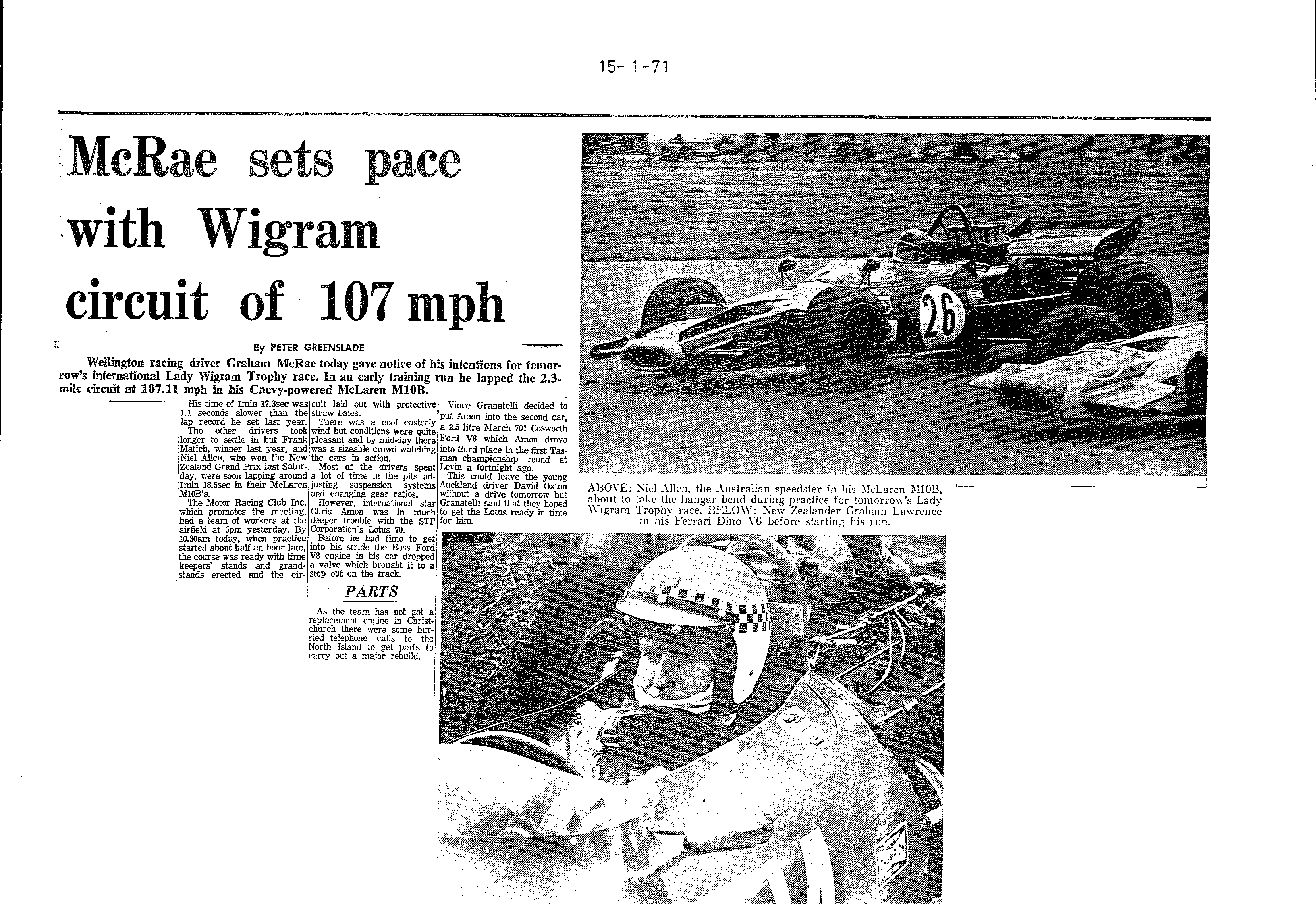 Scan of the clipping page, 15 January 1971