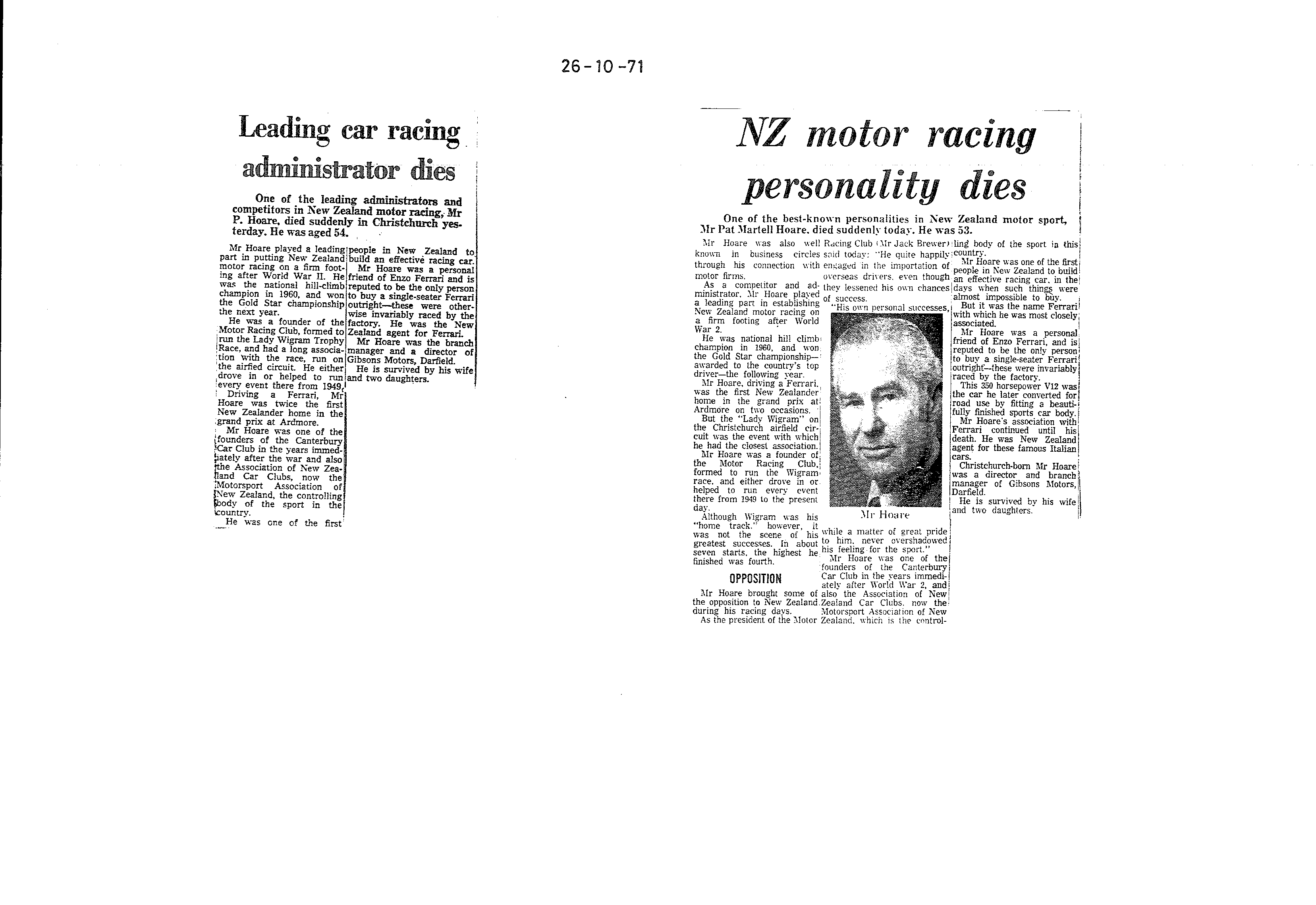 Scan of the clipping page, 26 October 1971