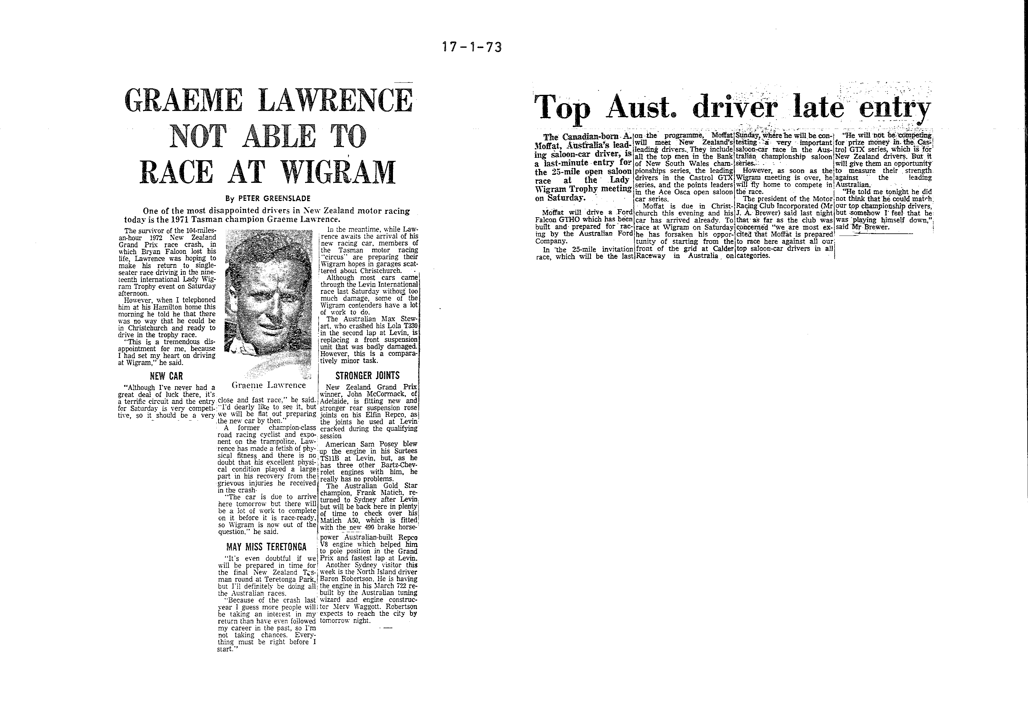 Scan of the clipping page, 17 January 1973