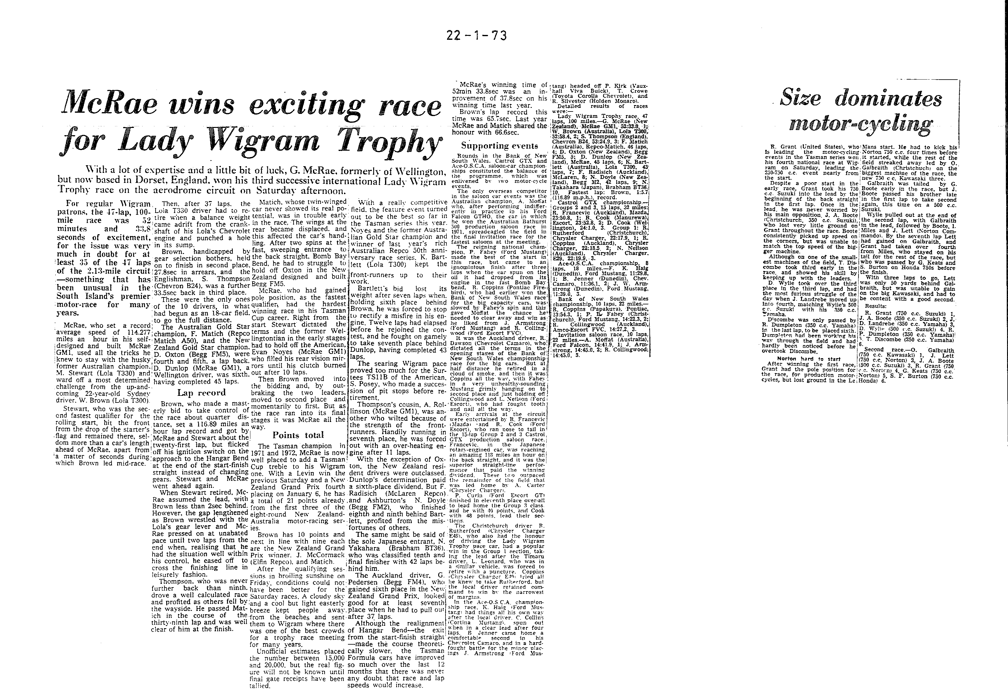 Scan of the clipping page, 22 January 1973