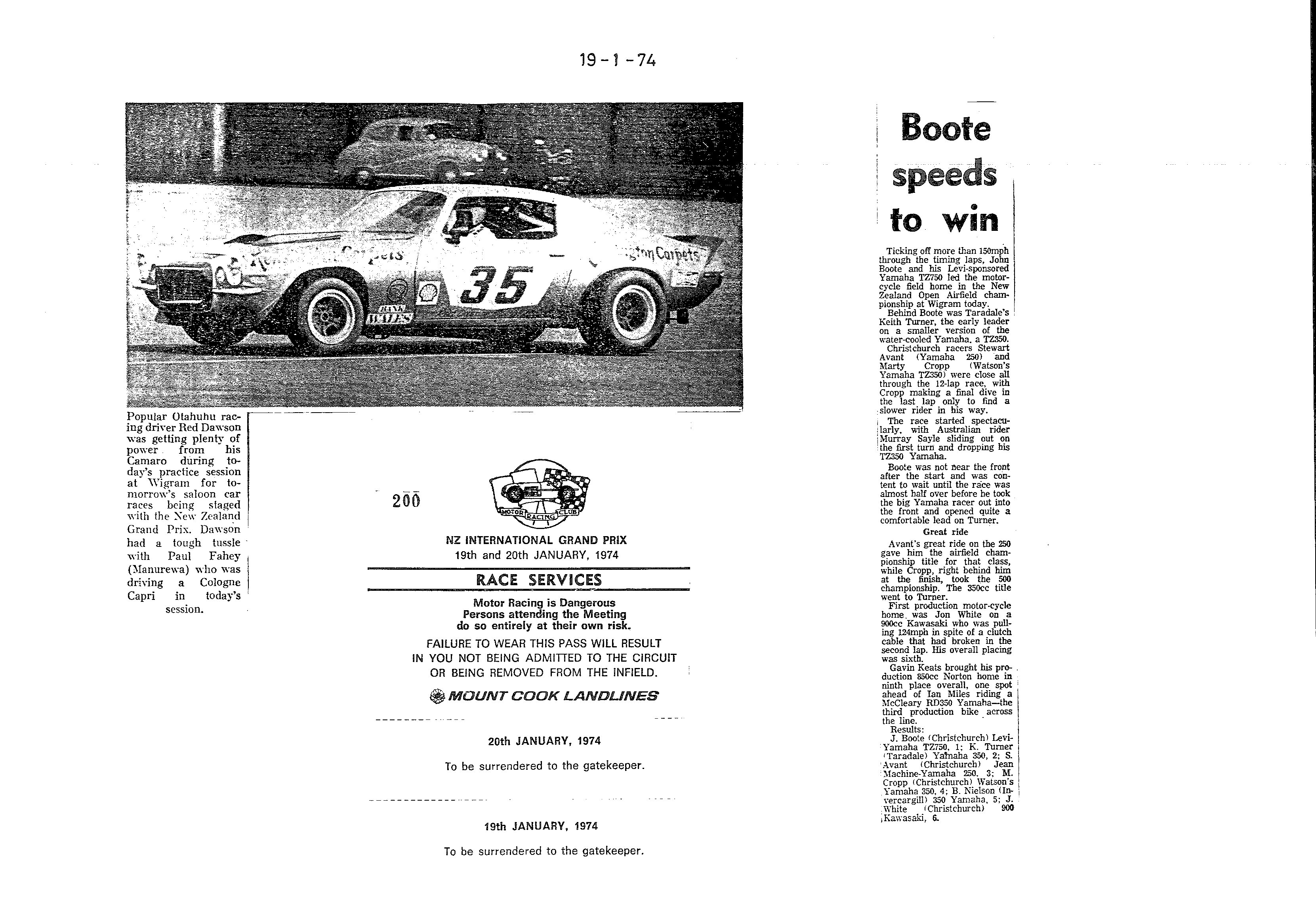 Scan of the clipping page, 19 January 1974